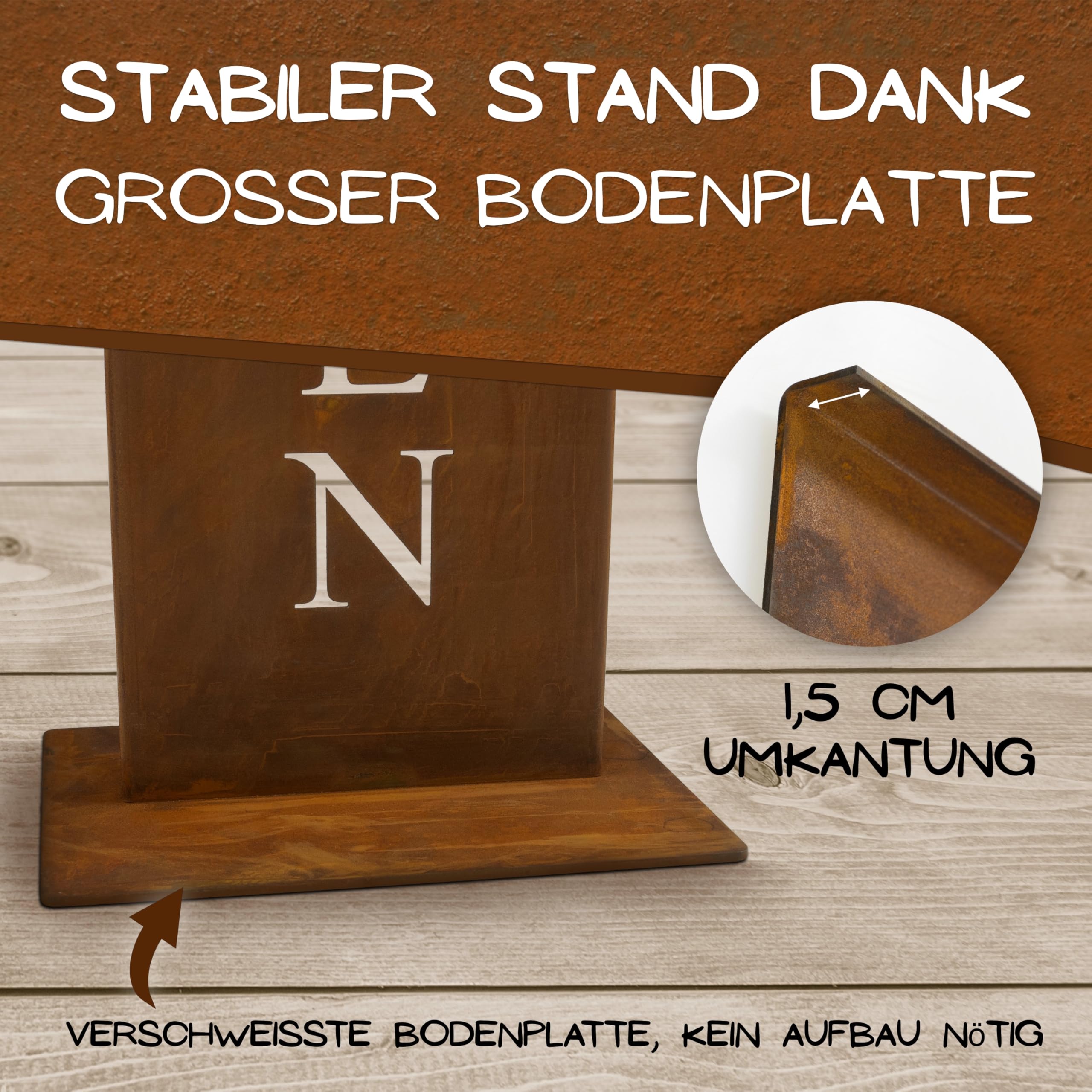 Rostikal Willkommensschild Rost 71 cm Edelrost Gartendeko Türschild Haustür | Herzlich Willkommen Schriftzug zum Hinstellen - rostige Deko für Eingangsbereich, Wohnzimmer, Terrasse und Garten