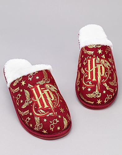 Miniatura 4 de Harry Potter Pantuflas para niñas Zapatos de casa roja mullidos para niños Logotipo bordado dorado Hogwarts Calzado Mercancía Regalo