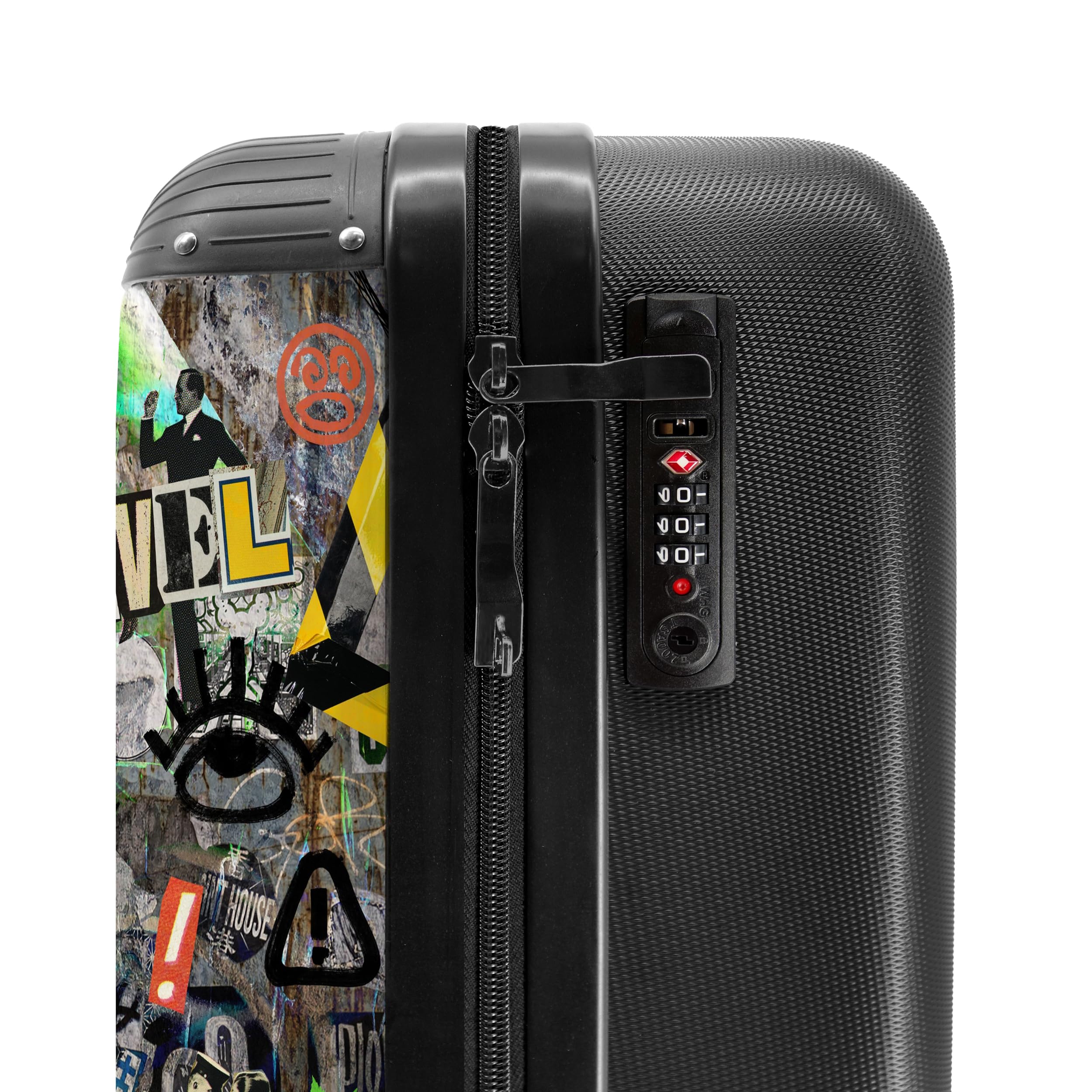 NoBoringSuitcases.com Maleta de Viaje Cabina Trolley con Ruedas, Equipaje de Mano Carry on Luggage - Mona Lisa Graffiti (55x40x20 cm)