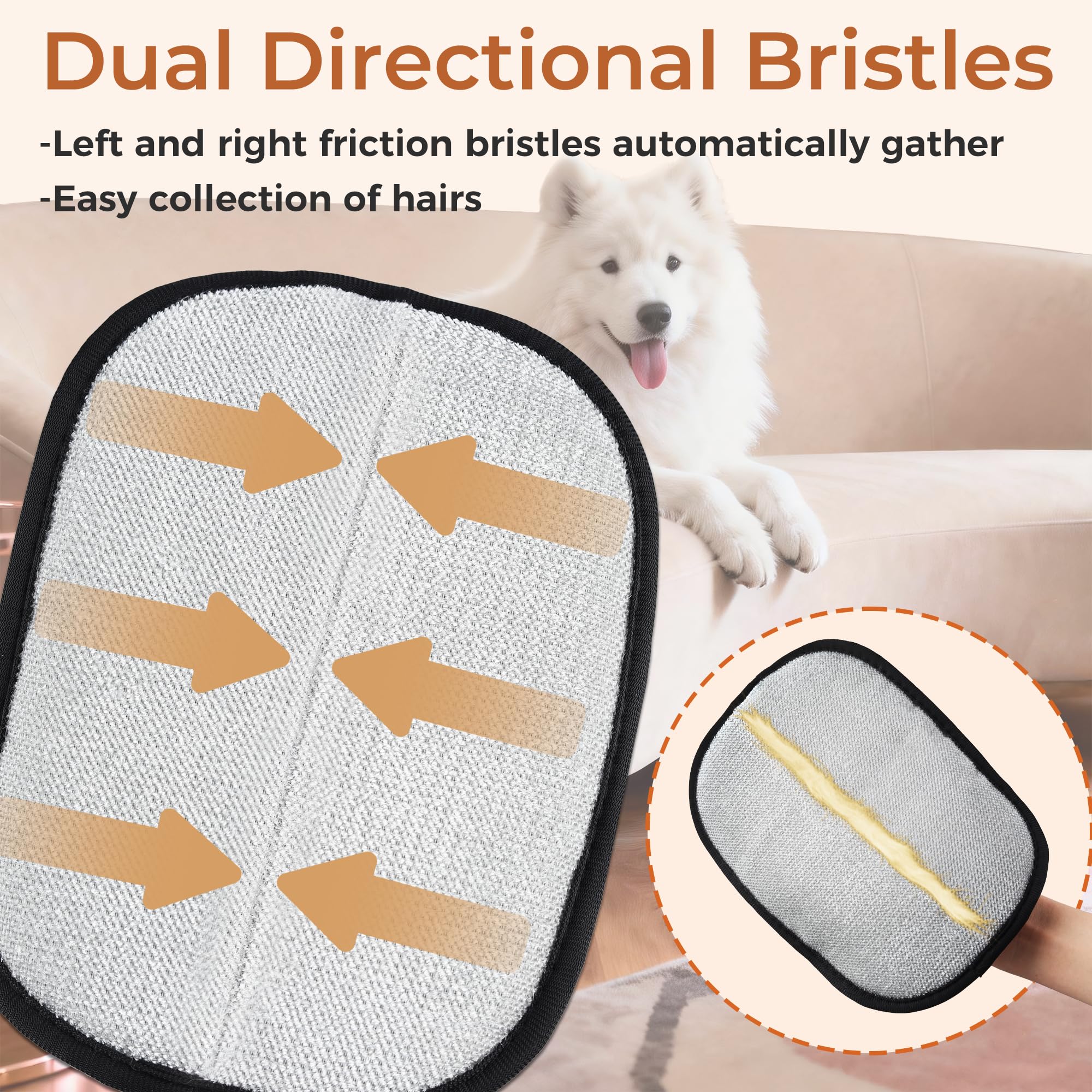 Pet Hair Removal Gloves,2 Pack Magic Brush Pet Hair Remover Tool for Cat & Dog,Upgraded Reusable Pet Hair Gloves for Couch, Clothing, Carpet & Car Seat (Blue) - 3