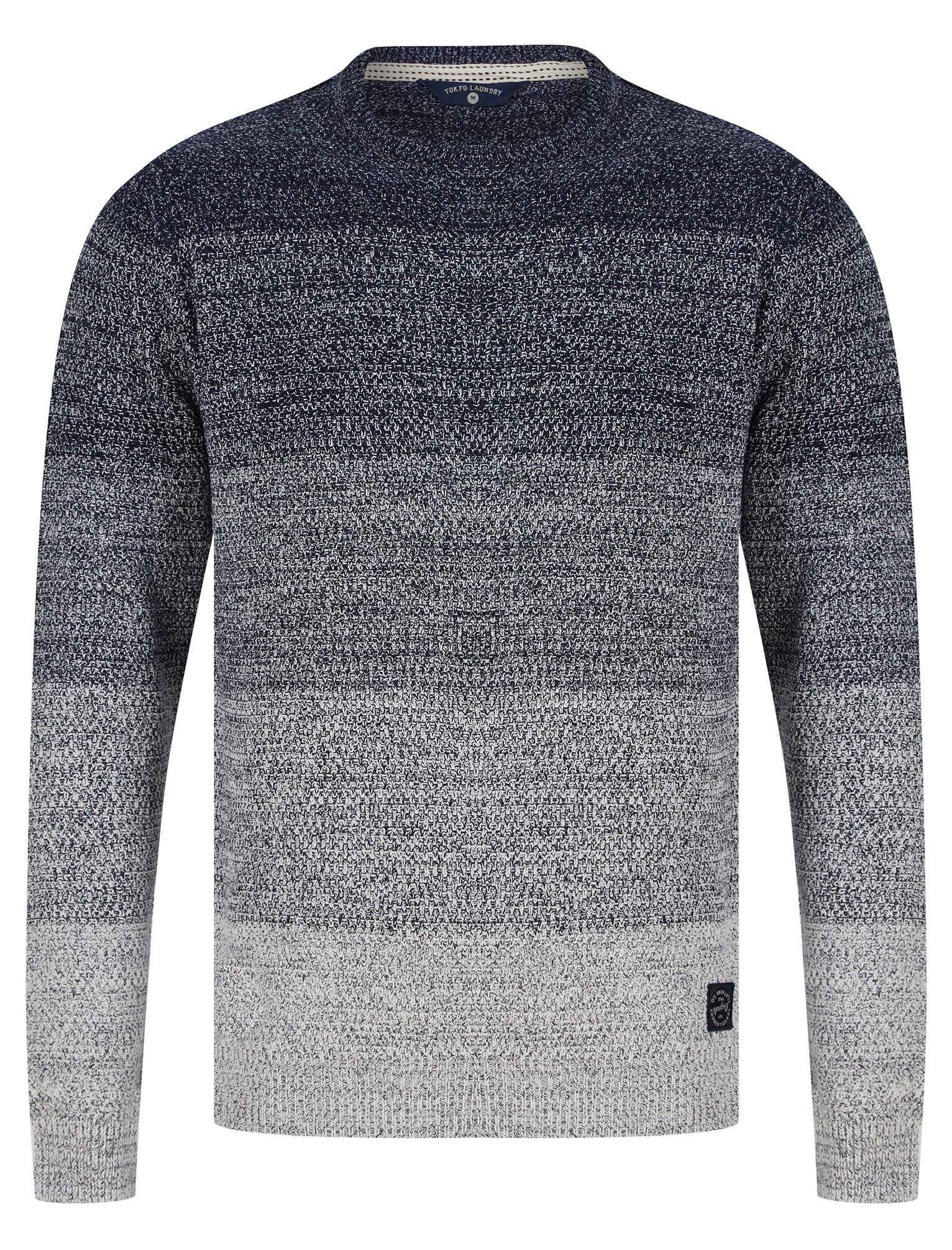 Tokyo Laundry Men's Navy Dusen Graduated Colour Block Cotton Rich Knitted Jumper