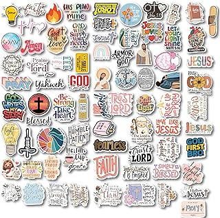 D2C Christian Aesthetic Glitter Stickers Pack | 87 Waterproof Vinyl Bible Verse &amp; Jesus Stickers for Laptop, Phone, Bottl...