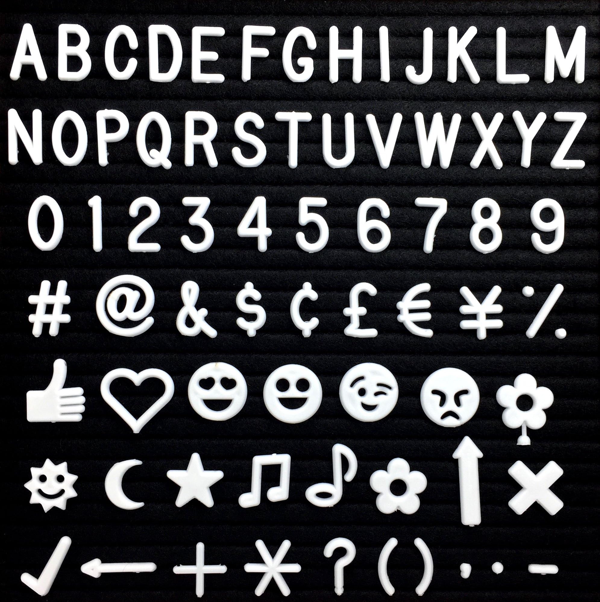 Letters for Letter Boards - 340 Characters, Symbols and Emojis. Bonus Storage Pouch (Letters and Bag Only).