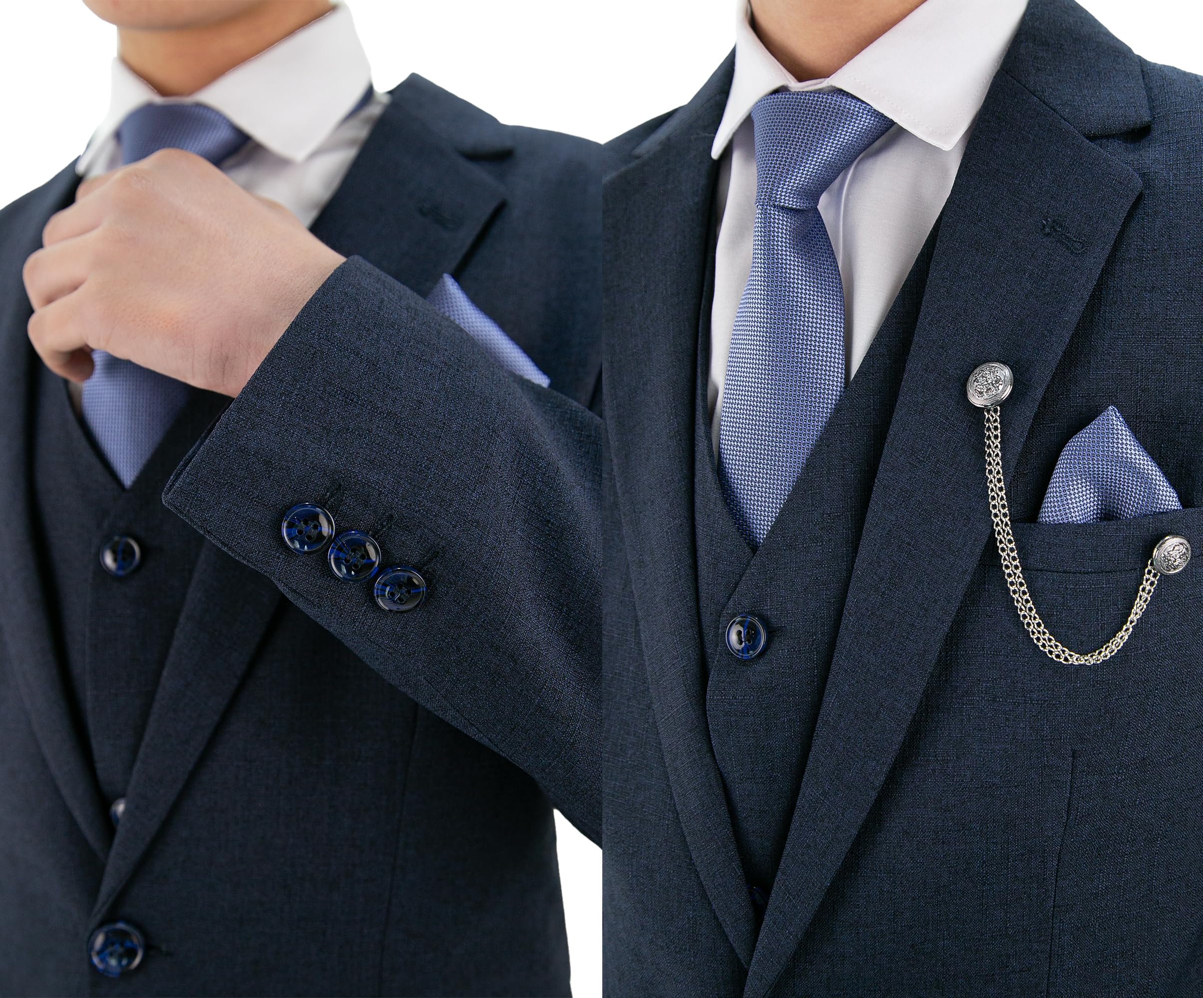 SIRRI Completo Formale da Ragazzo Testurizzato da 8 Pezzi - vestibilità Slim per Paggetto, Matrimonio, Comunione, età 1-16