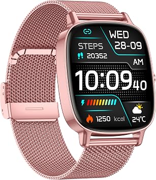 Smart Watch for Women, Answer/Make Call,1.85'' Ultra-Clear Screen Fitness Tracker with Heart Rate/Sleep/SpO2 Monitor,Smartwatch for iPhone/Samsung/Android,120+ Sport Modes,IP68 Waterproof with 2 Bands