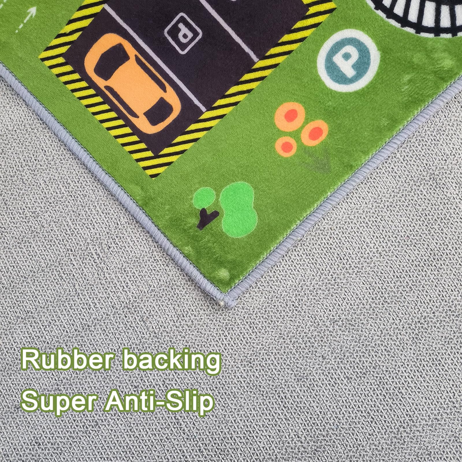 Tapis de Jeu éducatif Plan de Ville, Tapis de Sol épais et rembourré pour Chambre de garçon, Tapis d'apprentissage interactif avec stationnement et Panneaux de signalisation
