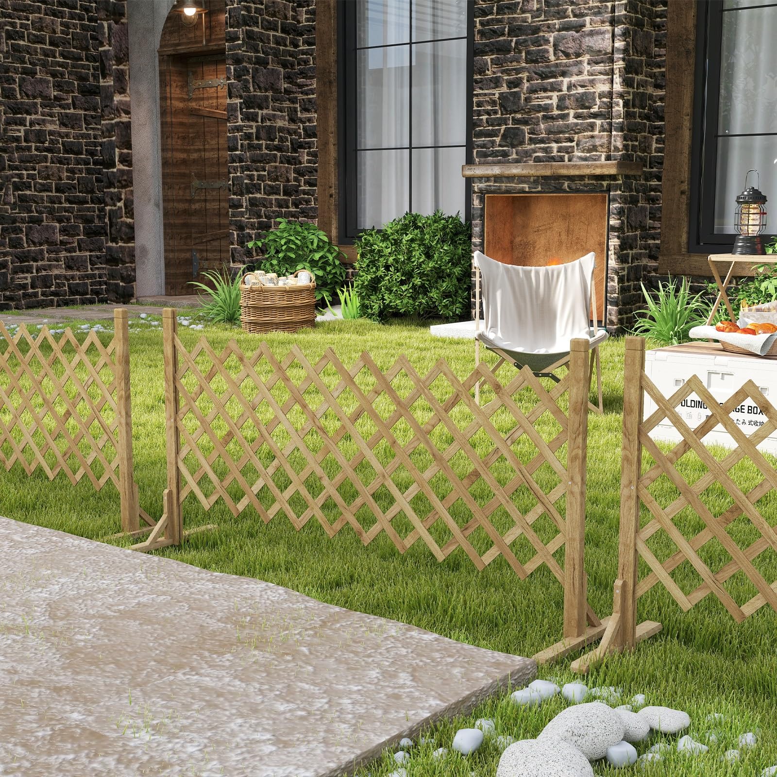 Nisorpa Lot de 2 clôtures extensibles en bois massif - Treillis extensible sur pied - Longueur réglable de 34 à 160 cm - Clôture rétractable pour intérieur et extérieur - Clôture de jardin extensible