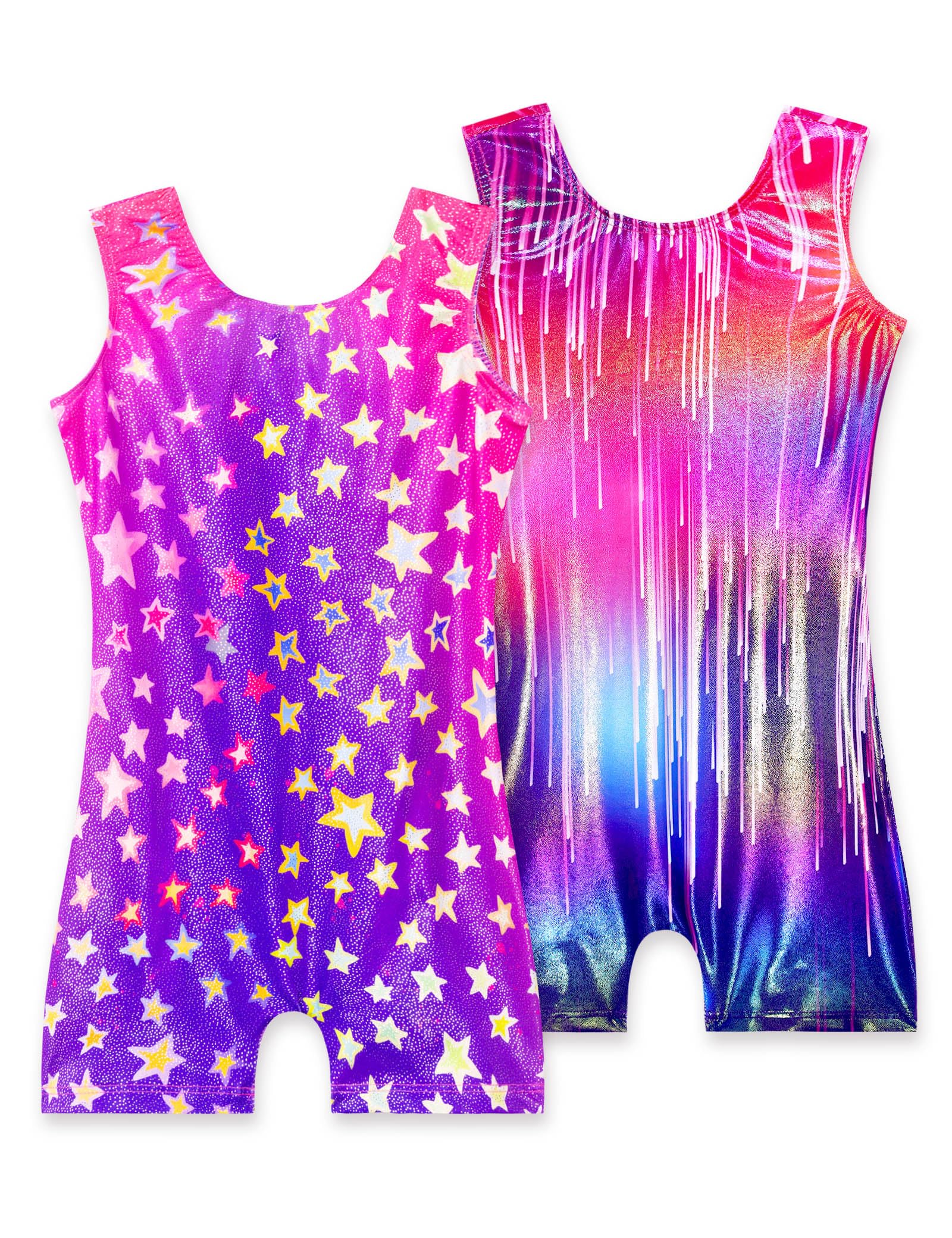 2 Pack Leotard for Girls Gymnastics Sparkly Sleeveless Unitards