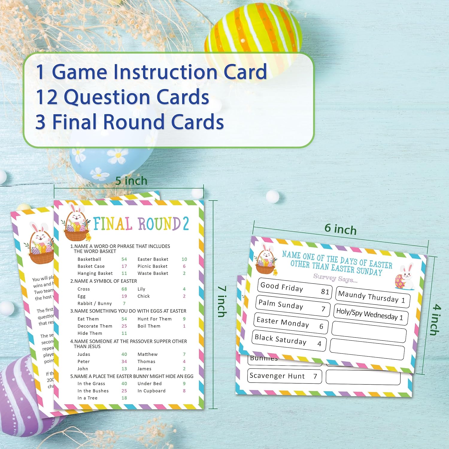 Easter Family Feud Game,Funny Easter Party Games, Easter Trivia Game, Family Feud Quiz Holiday Games for Groups FHJ-SC02