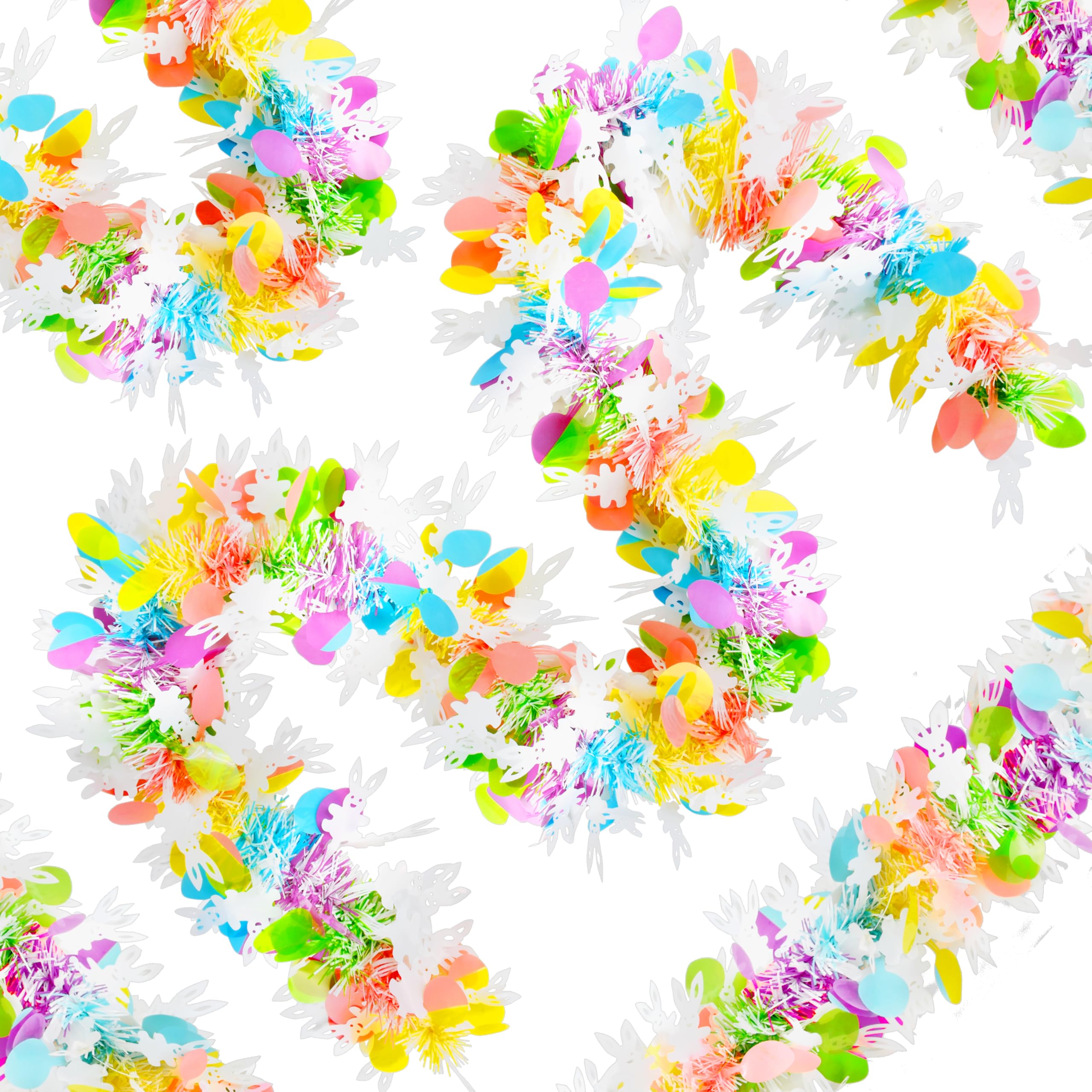50FT Easter Tinsel Garland Hanging Streamers Decorations for Tree Stairs Mantle Hanging Oranment Outdoor Indoor Party Supplies