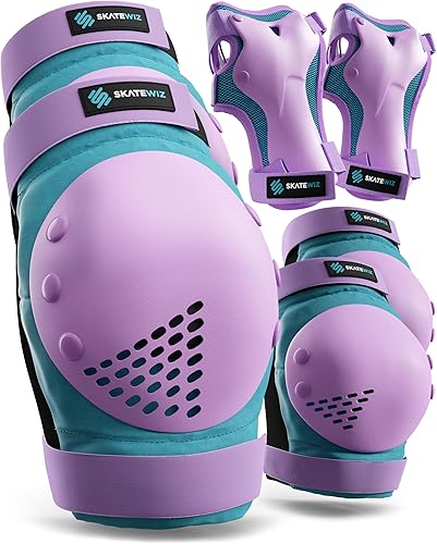 SKATEWIZ Juego de almohadillas de protección para patineta para niños y adultos - Smash - Almohadillas para patines [6 piezas] con protectores de