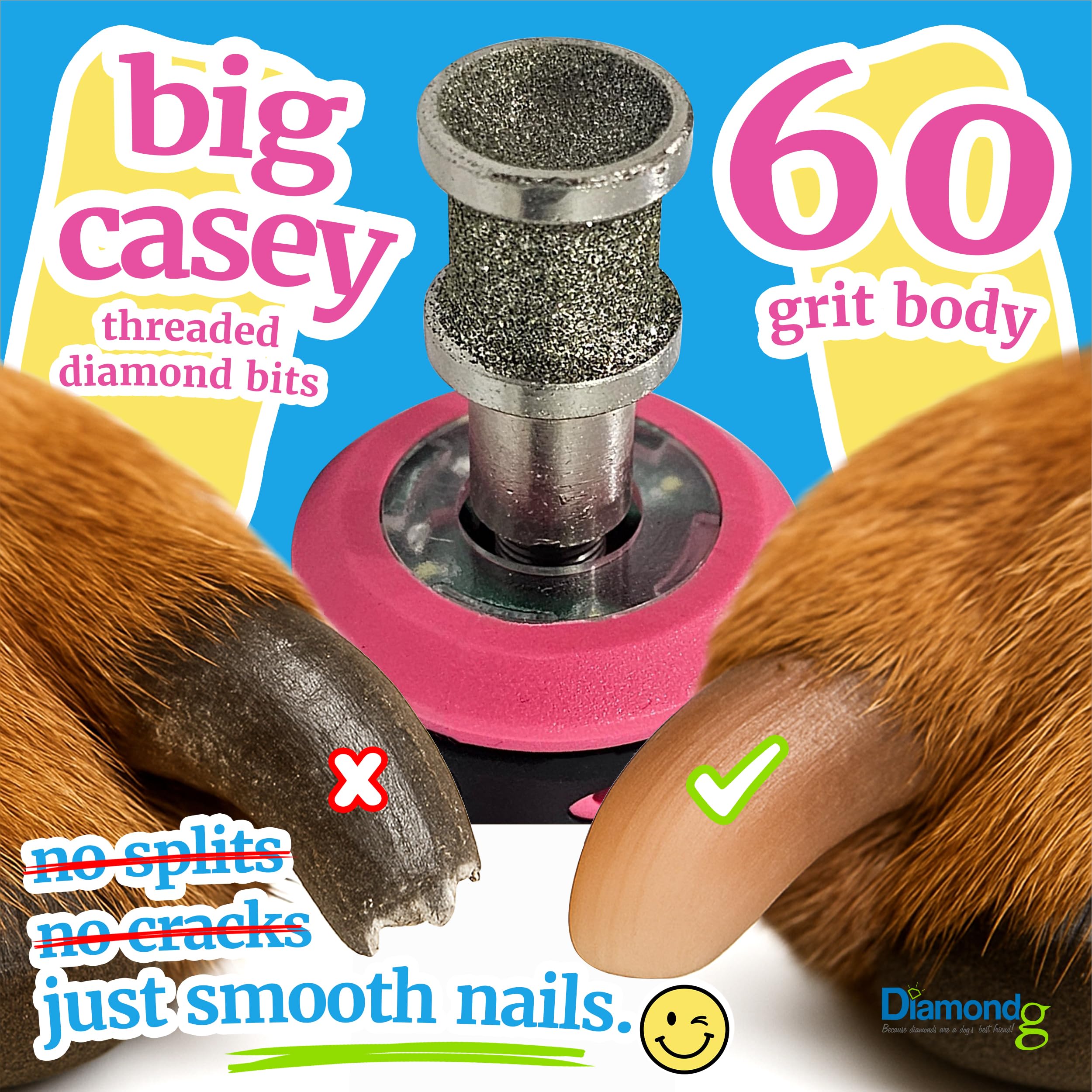 Diamondg - Broca de uñas giratoria profesional de diamante para perros, sin dolor, no tiran del pelo ni se calientan, paquete de 1 (grande)