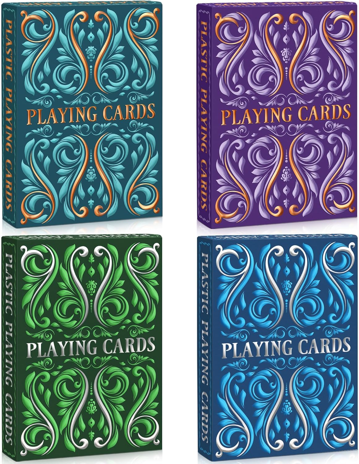 Playing Cards 24 Pack, Plastic Playing Cards Waterproof, Deck of Cards Bulk, Large Print Playing Card for Seniors Adults, Premium Poker Cards Set for Family Game Night Beach Pool Party Camping Game