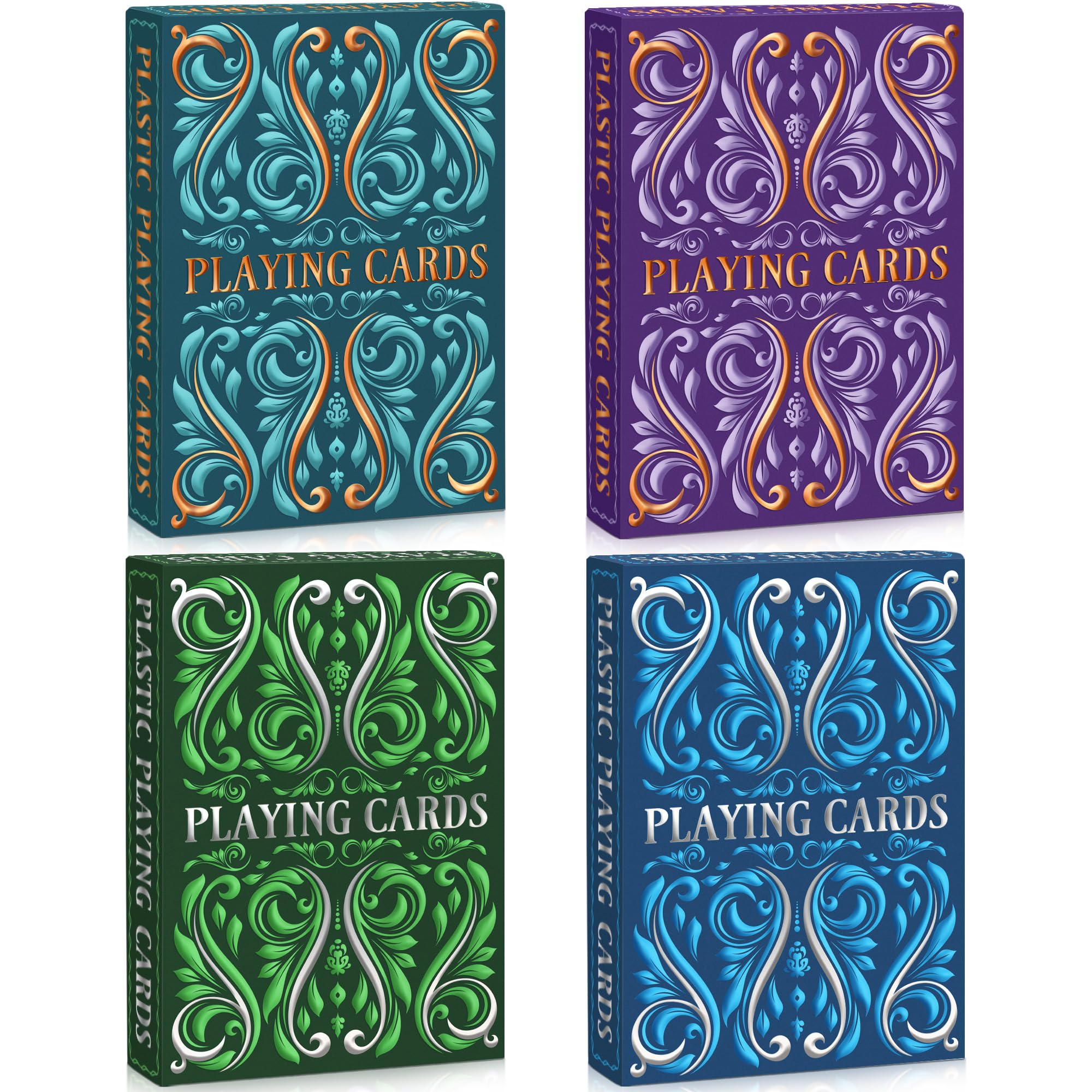 Spielkarten 12 Pack Kunststoff Spielkarten Wasserdicht Deck of Cards Bulk, Großdruck Spielkarte für Senioren Erwachsene, Premium Pokerkarten Set für Familienspiel Nacht Strand Pool Party Camping