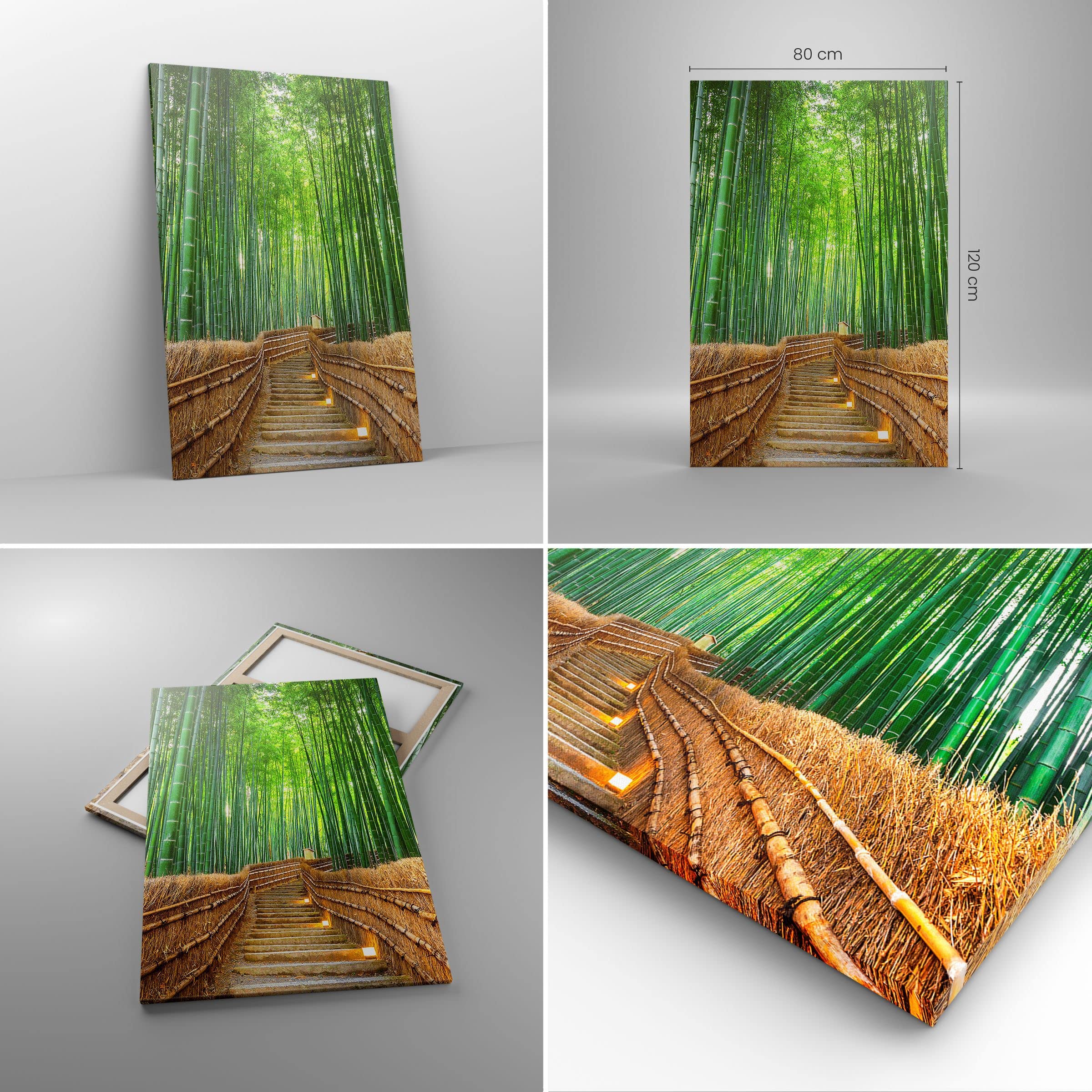 FOCCAR Cuadros De Piedra De Bambú Sobre Lienzo, Arte De Pared, Moderno, Plantas Verdes Frescas, Impresiones En Lienzo, Póster De Decoración De Pared Para Decoración Del Hogar