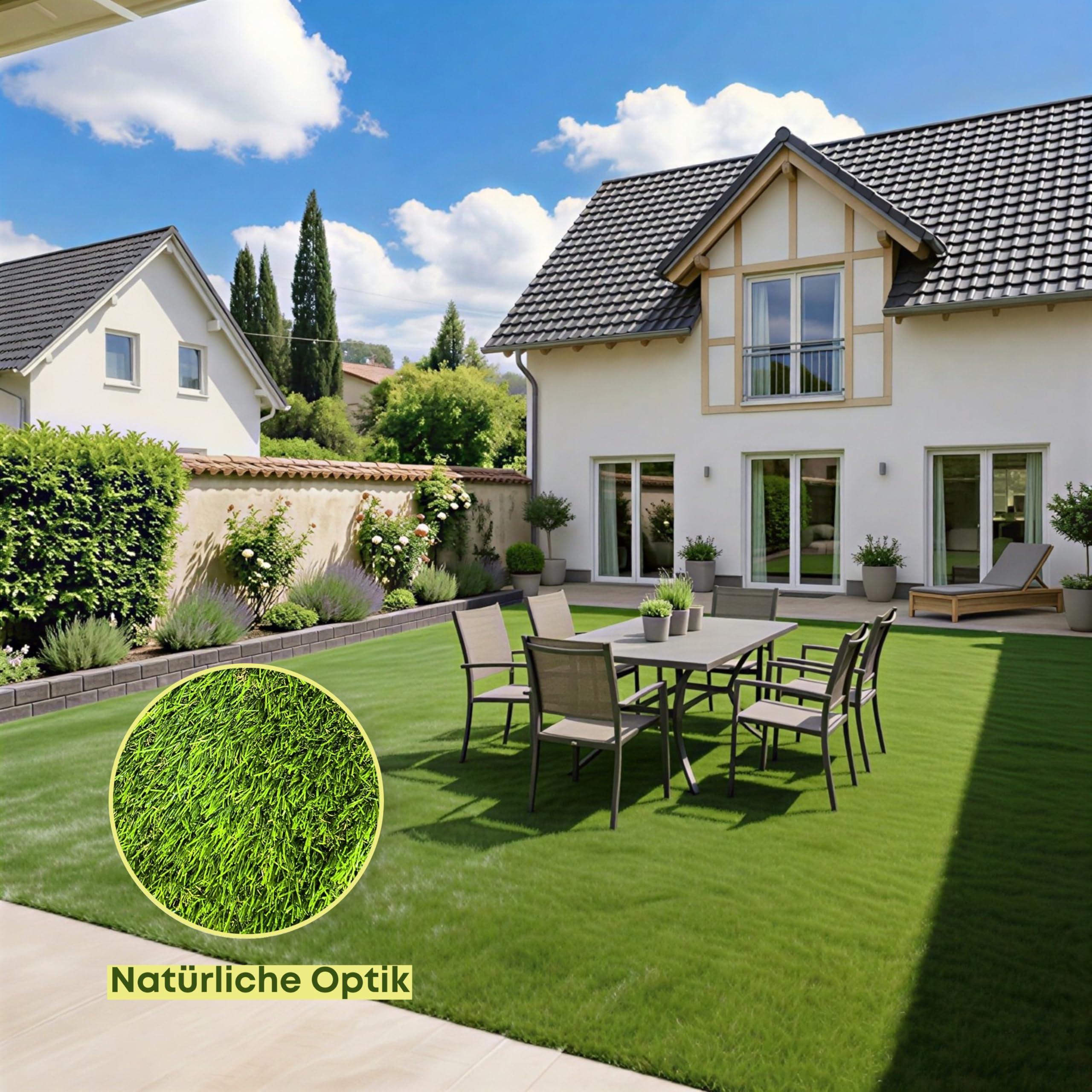 Kunstrasen 200 x 300cm (6m²) Florhöhe 35 mm - Für Balkon, Terrasse und Garten Outdoor - Natürliche Optik - Hohe Dichte mit 22.000 Stichen - UV-beständig mit Drainage - Haustierfreundlich