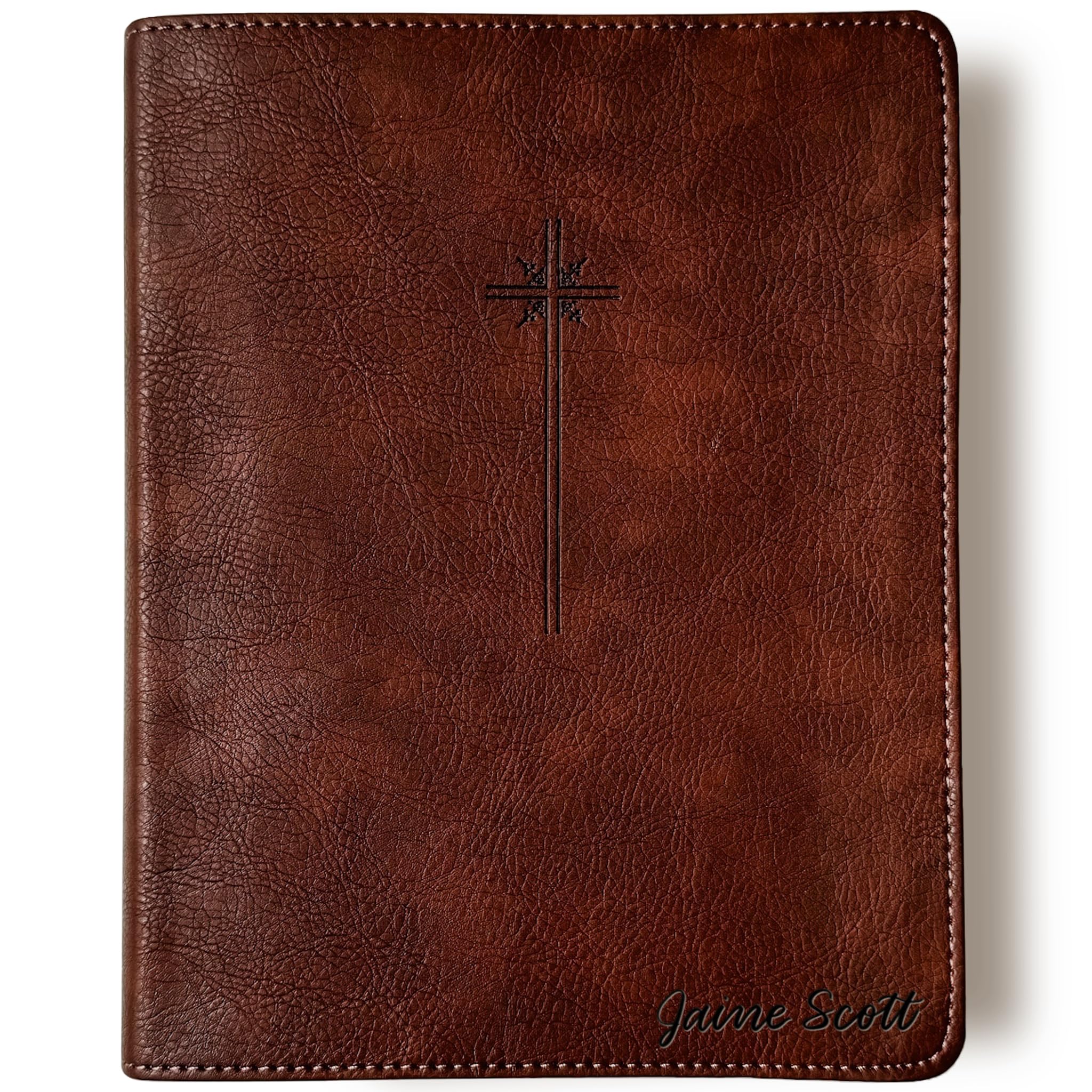 Personalized NIV Journaling Bible, Brown With Large Cross, Option to Customize with Hand Lettered Name on Cover...