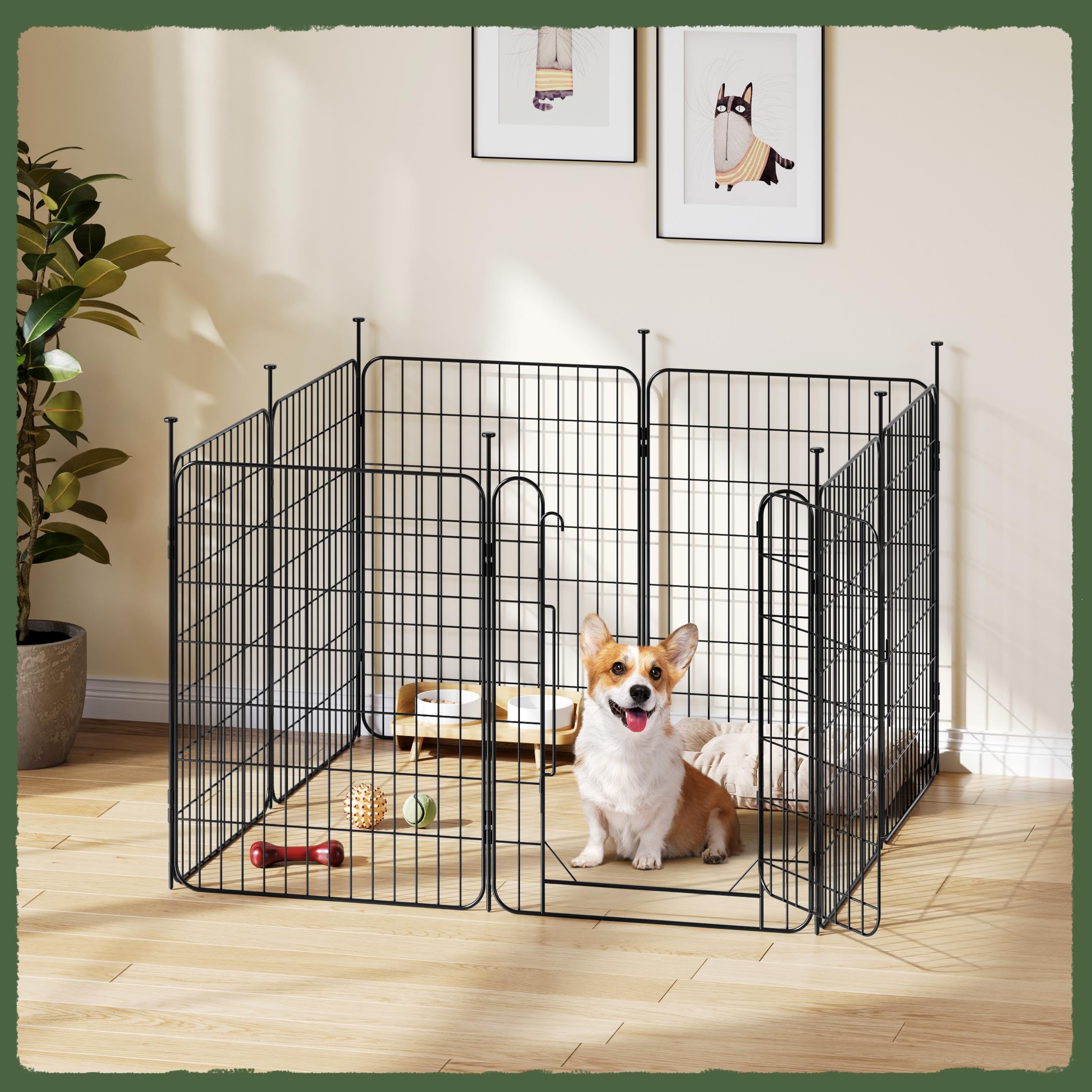 Yaheetech 8 Panneaux Parc pour Chien 60 x 80cm Enclos Chiens Interieur Cage Pliant Métal Extérieur