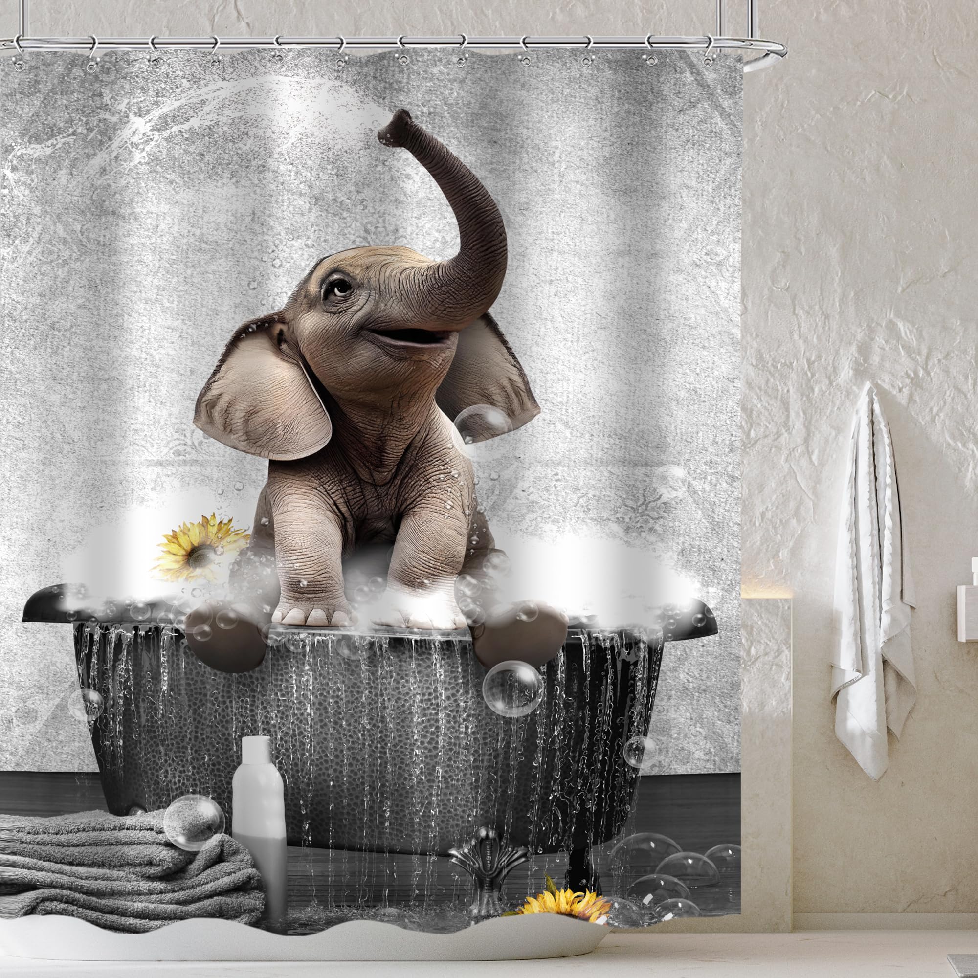 Amazon.com: Cinbloo Funny Elephant Shower Curtain for Kids 60Wx72H