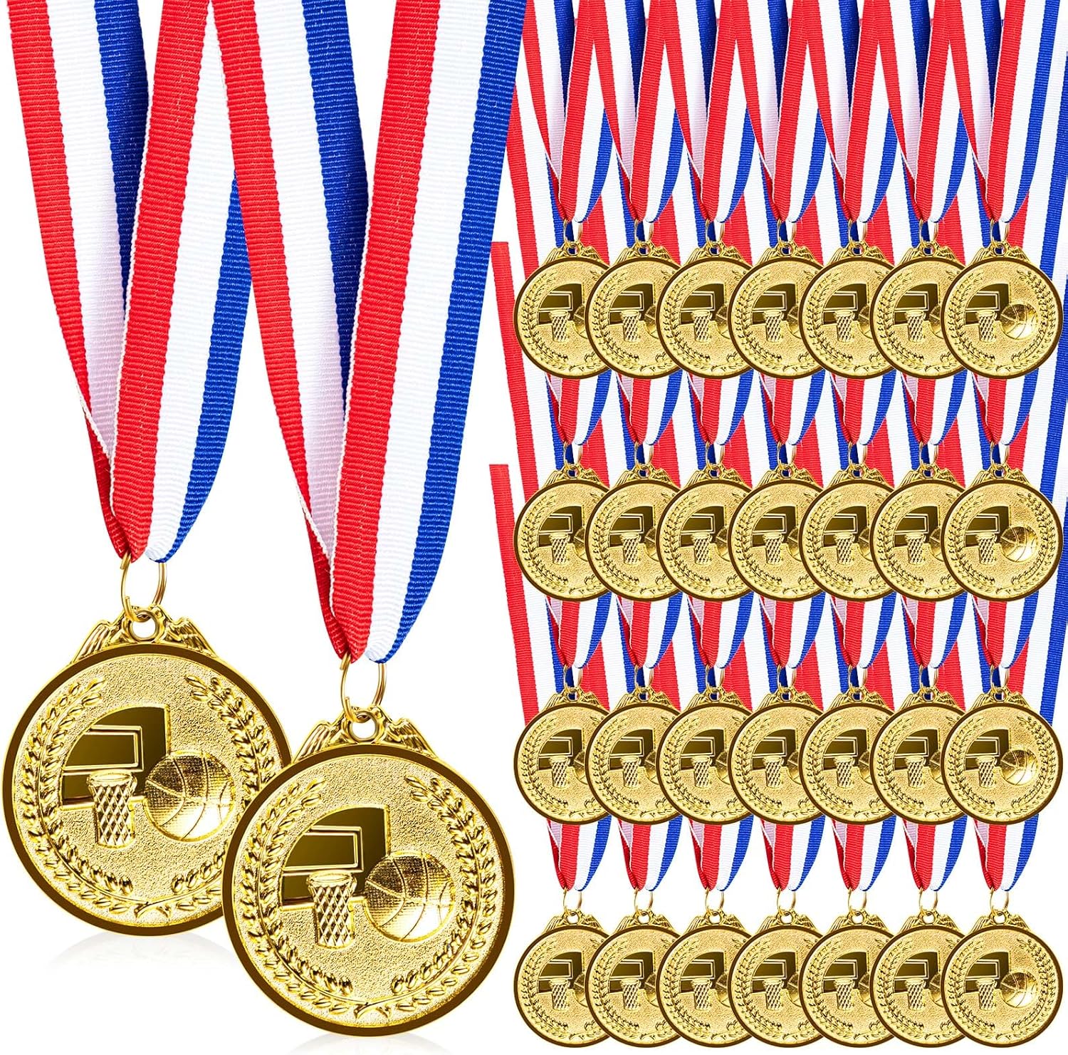 Sasylvia 30 Pieces Basketball Medals for Kids Adults Gold