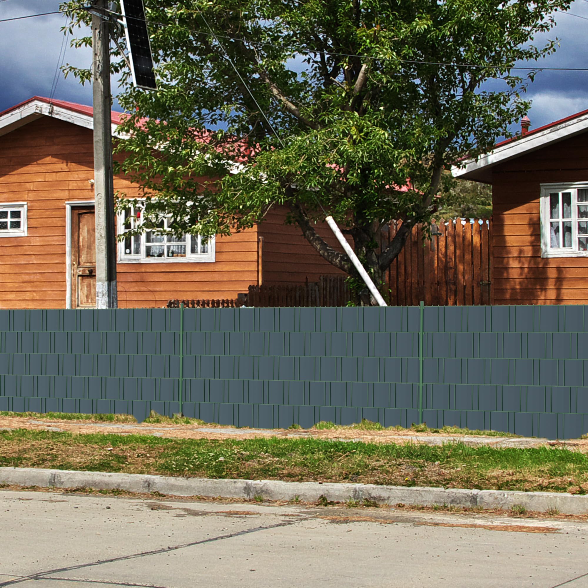 Sichtschutzstreifen Zaun 35 m x 19 cm inkl.20 Clips, PVC Sichtschutz Zaunfolie Sichtschutzstreifen Doppelstabmatten für Gartenzaun (35 m x 19 cm, Anthrazit)