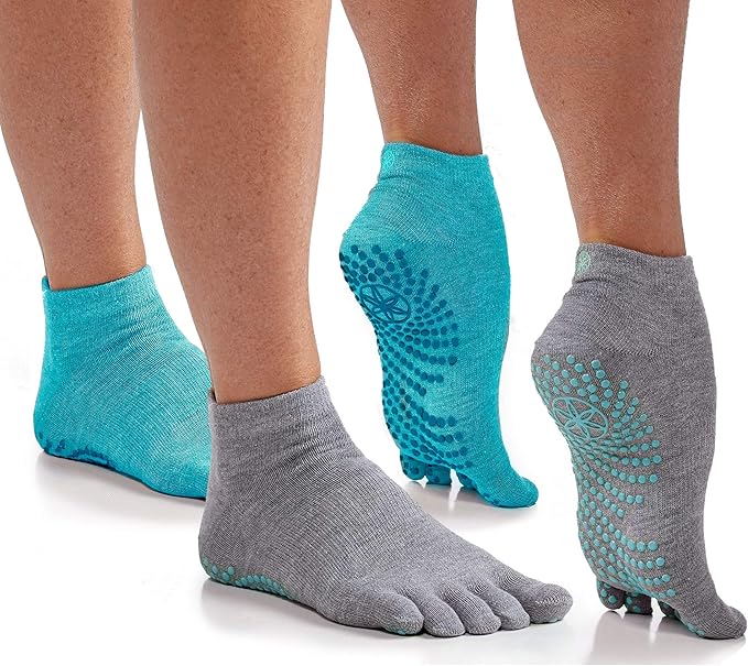 Chaussettes De Yoga Gaiam Antidérapantes - Noir Et Gris - Taille M/L - Unisexe