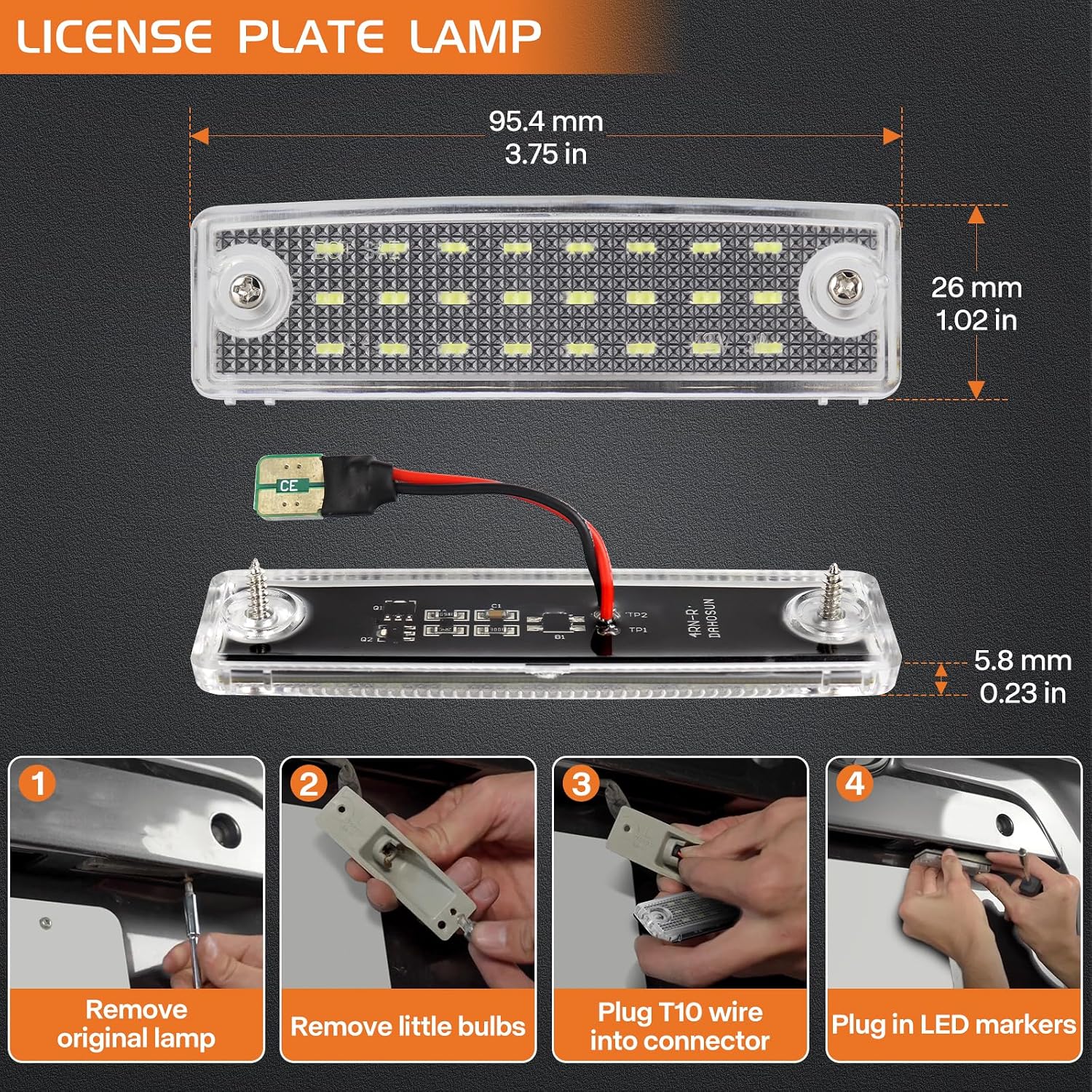 LED License Plate Light Lamp Assembly for Toyota 4Runner 1996-2024 for Toyota Sequoia 2008-2022, 6000K White, Pack of 2 With Screw Accessories