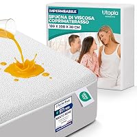 Coprimaterasso Impermeabile in Spugna di Viscosa 180 x 200 x 30 cm