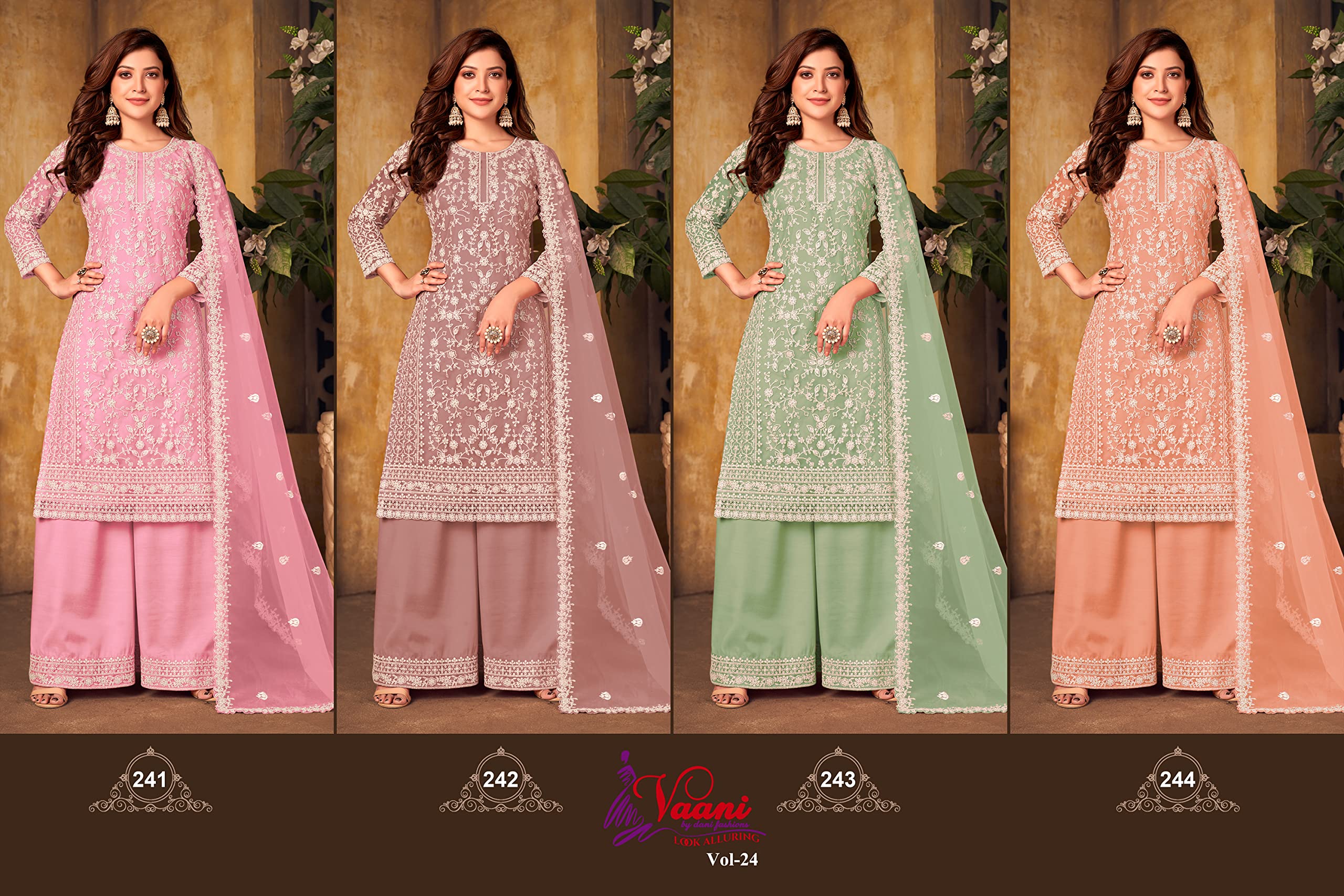 Premium Soft Net Embroidered Palazzo Suit with Elegant Dupatta for Women Festival and Party Wear