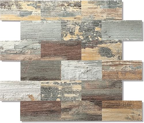 Vista 238 de Paquete de 1 lámina de revestimiento autoadhesivo de 12 x 12 pulgadas, baldosa de pared de PVC para cocina, baño, chimenea, mesa de lavandería o gris