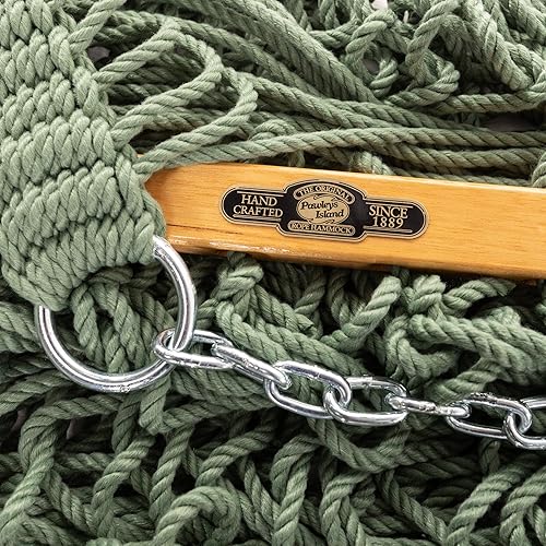 Miniatura 4 de Original Pawleys Island Hamaca de cuerda DURACORD de una sola pradera con cadenas de extensión gratis y ganchos para árboles, hecha a mano en los