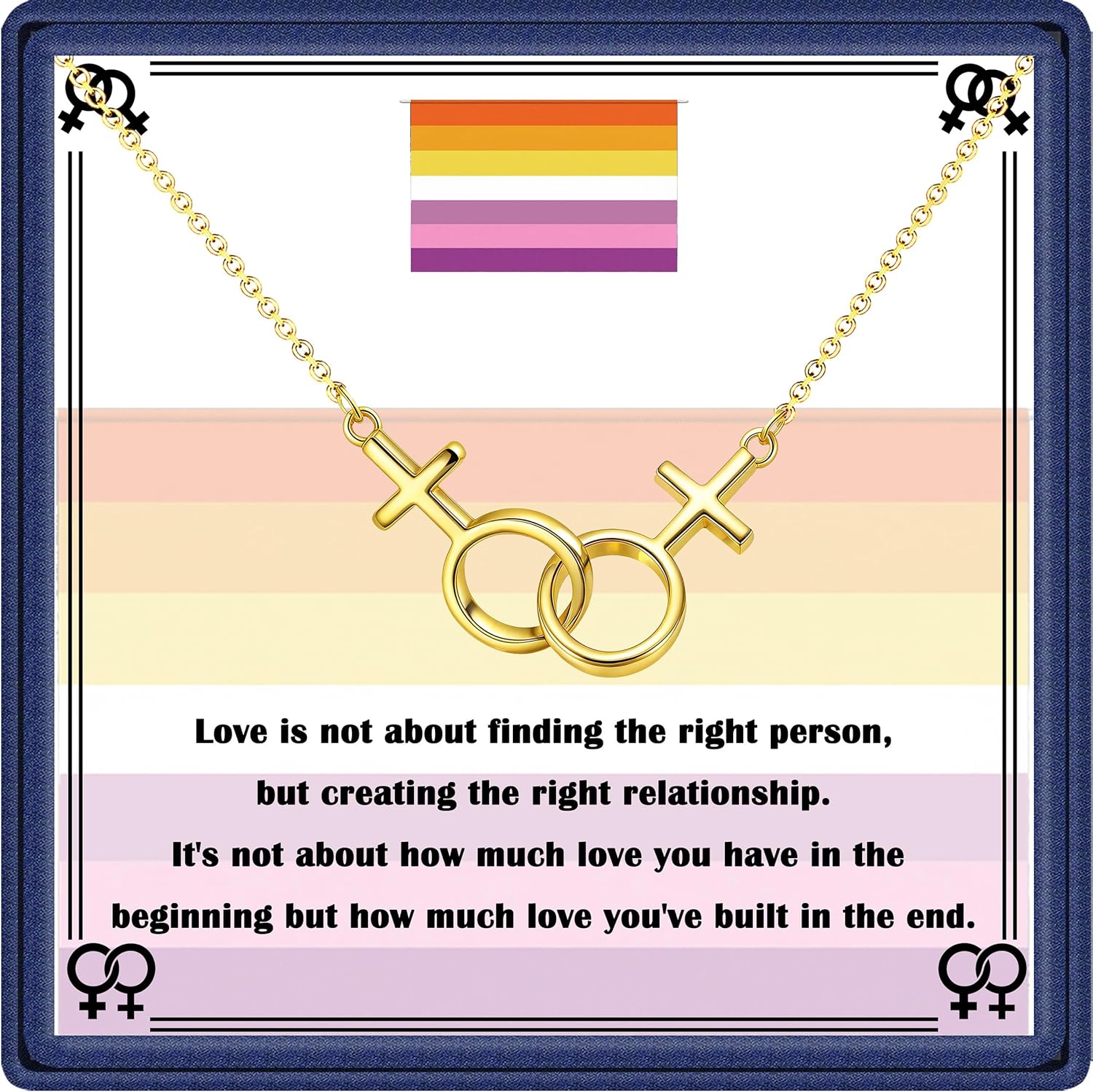 Lesbian Necklace Lesbian Pride Gifts for Women Girlfriend, LGBT Pride Necklace Jewelry for Valentine's Day, Anniversary, Birthday, Wedding