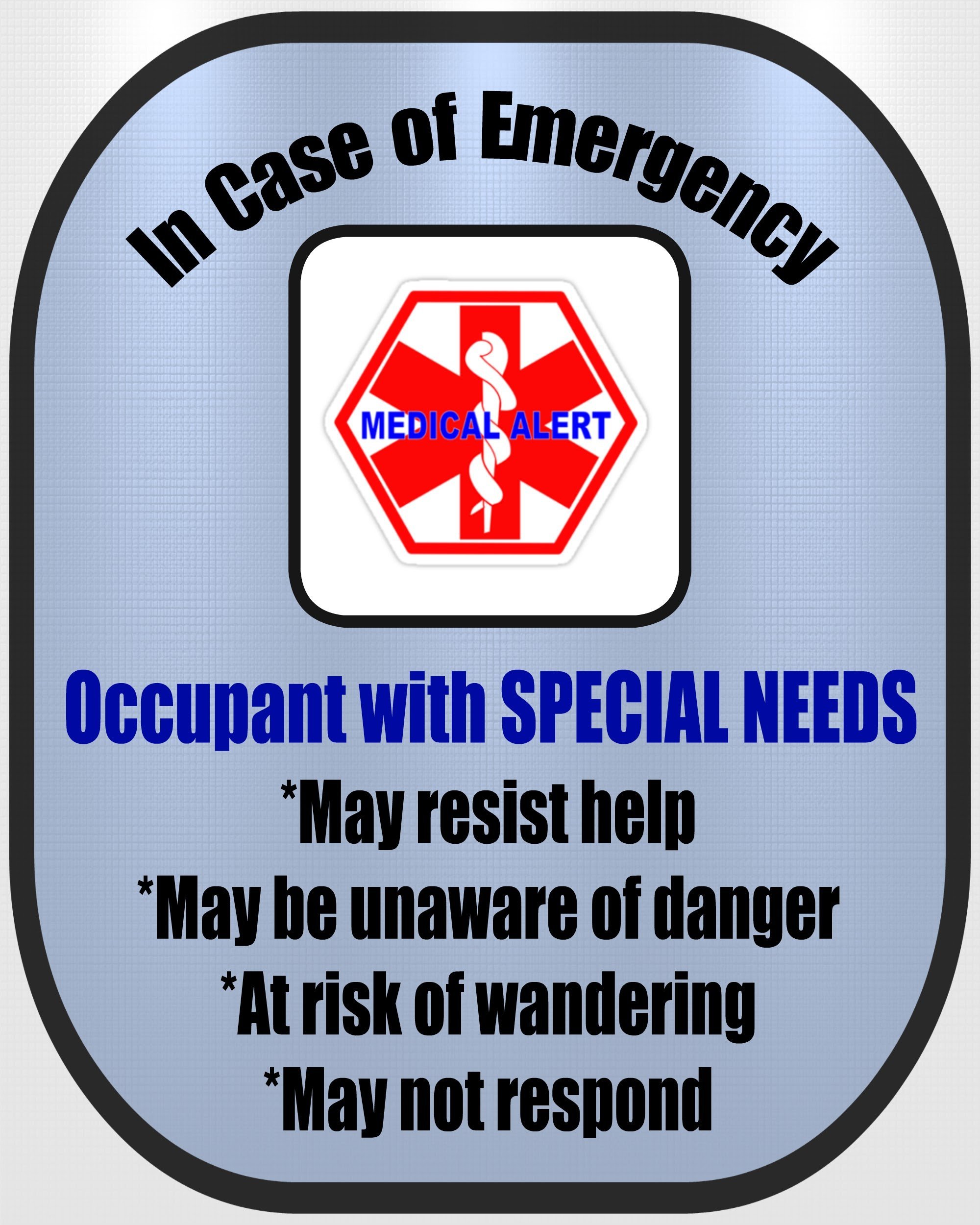 Special Needs 2 Pack Medical Alert Safety Decal Sticker