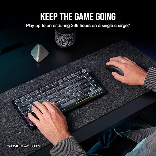 Miniatura 9 de Corsair Teclado mecánico inalámbrico para juegos K65 Plus 75% RGB - Interruptores lineales rojos MLX prelubricados - Teclas PBT Dye-Sub - PC, Mac,