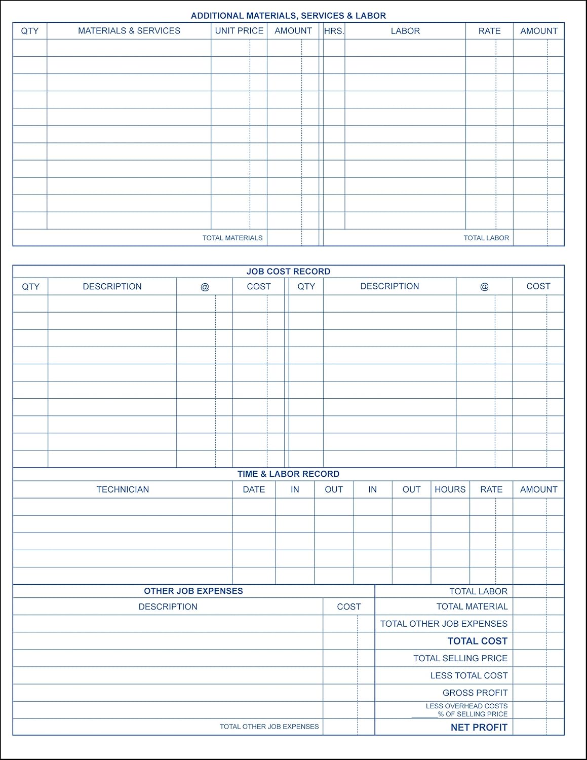 HVAC Service Order/Invoice, 3 Copy Triplicate, 8.5"x11" - Personalized for Free