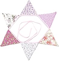 Vista 3 de LOVENJOY Pancarta floral rosa 100% algodón banderines para niñas Shabby Chic boda cumpleaños decoración