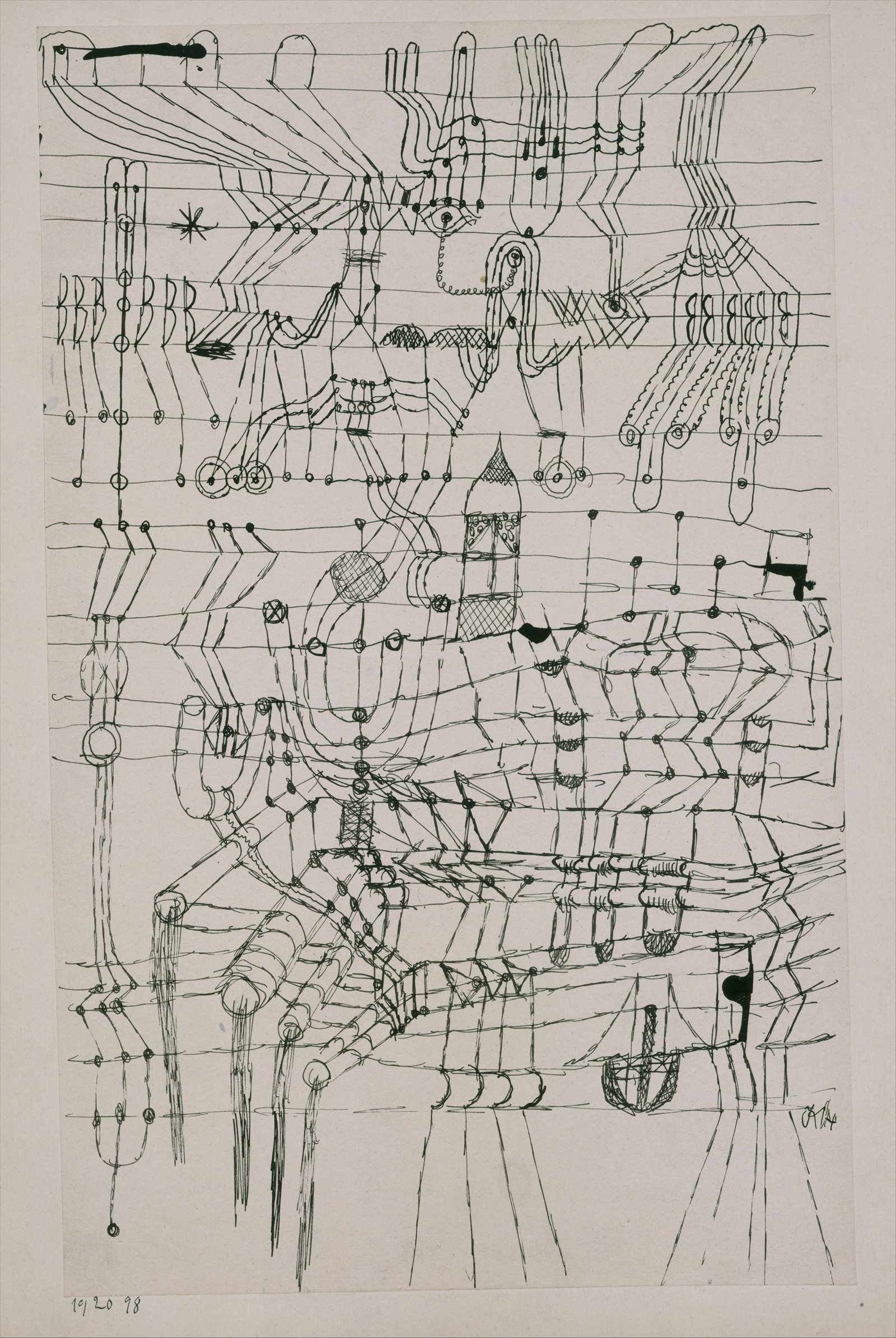 Tableau Paul Klee Drawing Knotted encadré marron grand format pour décoration murale