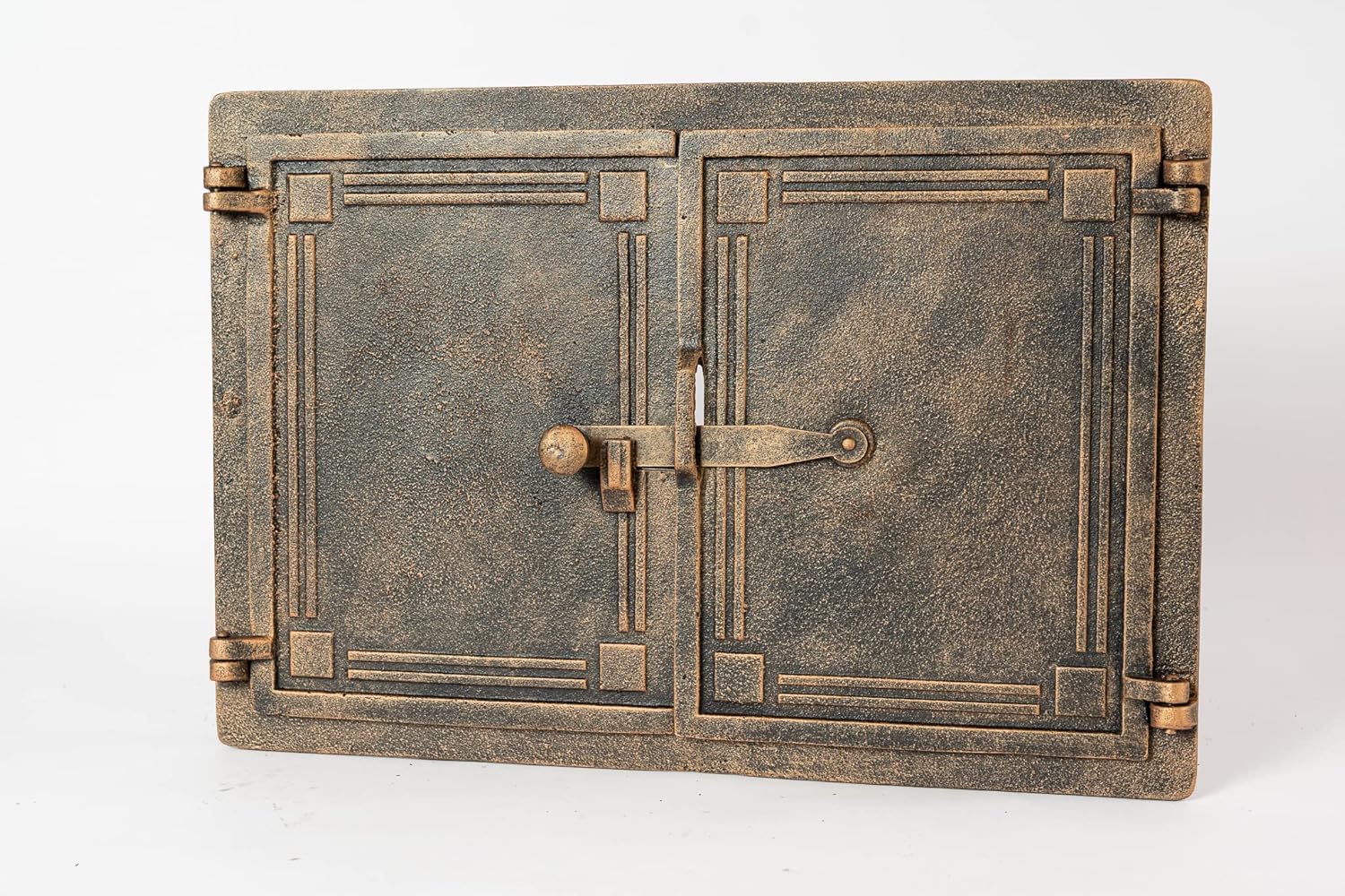 Sezam, Puerta de horno de hierro fundido de 48 x 32,5 cm, puerta para horno de pizza con termmetro de 500 C, horno de pan, cocina de jardn y cmara de ahumado, color cobre