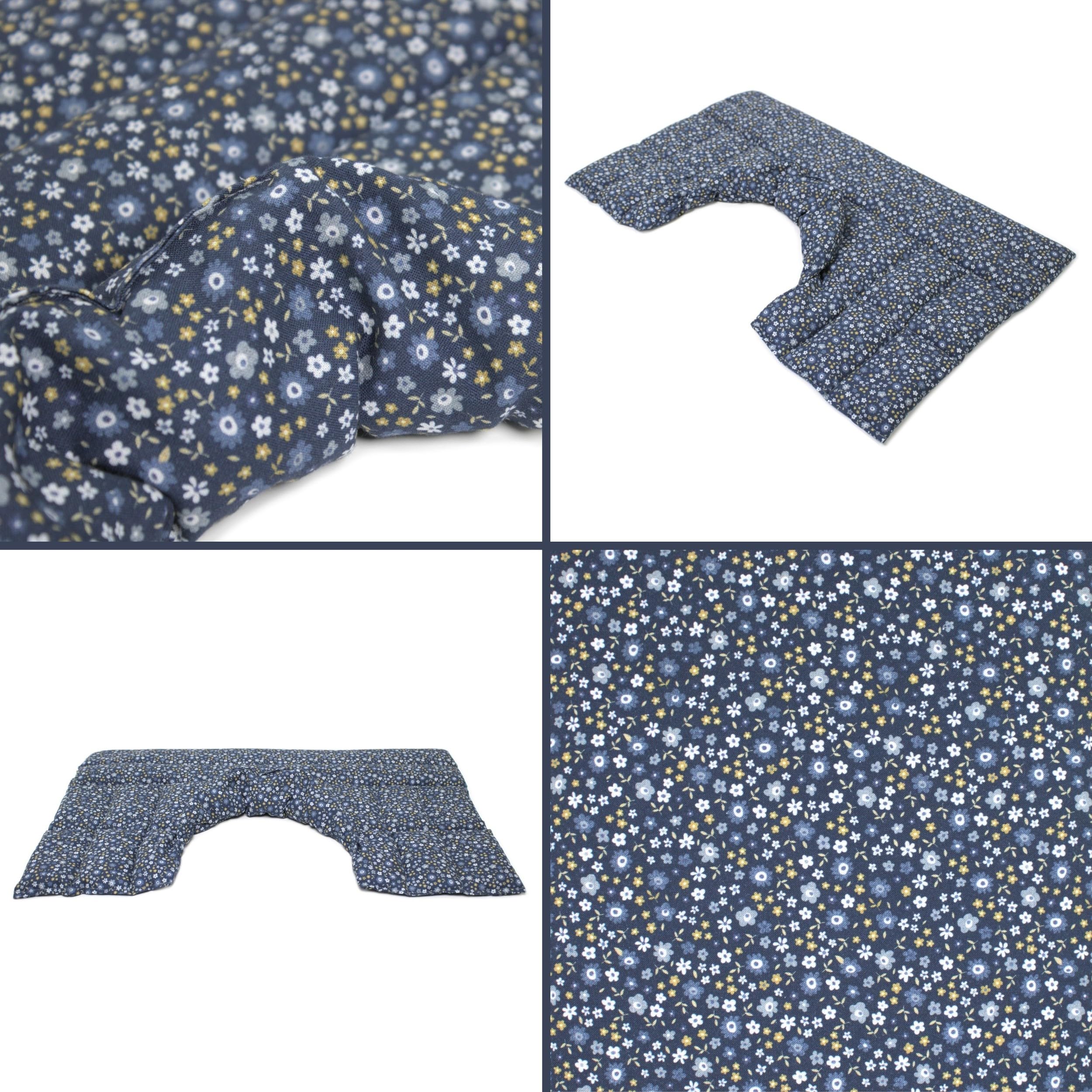 Kirschkernkissen Schulter & Nackenkissen mit Kragen. Gute Wärme für den Nacken. Eine Alternative zum Nackenhörnchen | Bio-Stoff "Blümchen-blau"