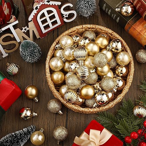 Miniatura 4 de Shappy 216 adornos de mini bola de Navidad de 1.18 pulgadas, decoración de árbol de Navidad, 6 estilos, bolas pequeñas de Navidad inastillables con