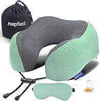 Vista 8 de napfun Almohada cervical para viajar, almohada cervical de viaje mejorada para avión, almohada de viaje de espuma viscoelástica 100% pura