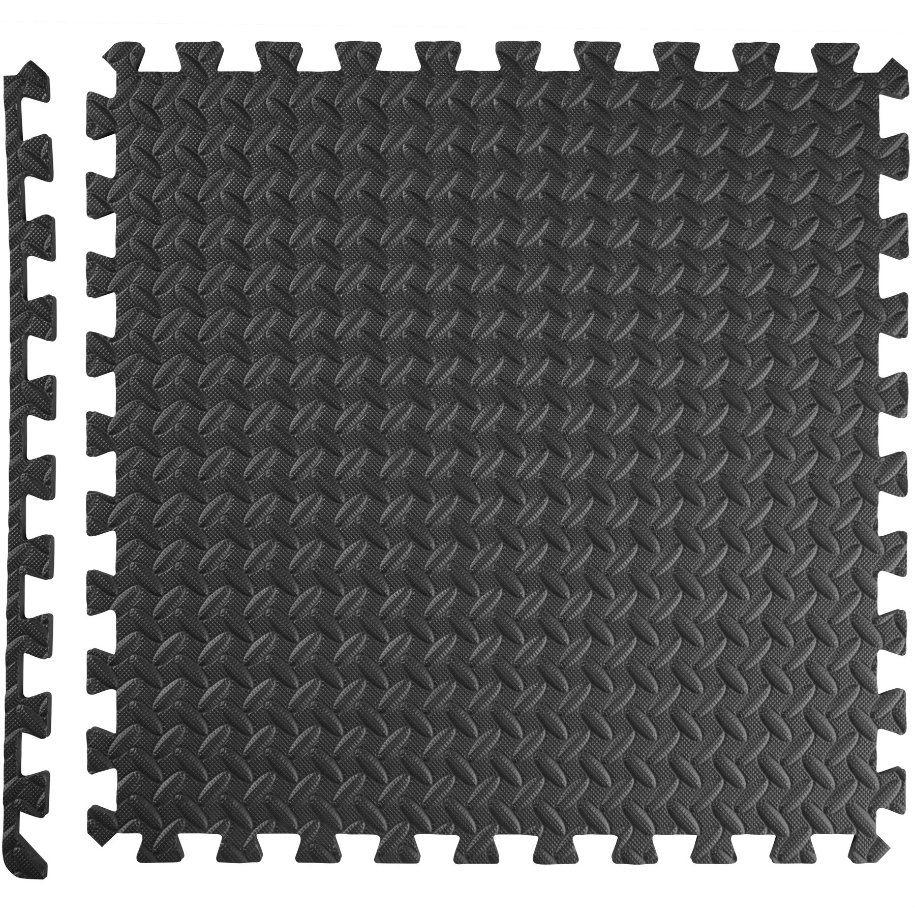 tectake® Set di tappetino palestra di protezione, 61x61 cm cad, tappetino yoga e pilates, EVA espansa, tappeto palestra impermeabili, termoisolanti, insonorizzanti, attrezzi palestra casa - Nero
