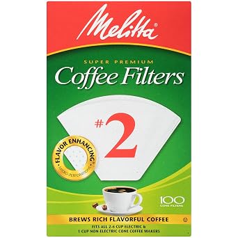 Melitta no 2 Cone Coffee Filters, White, 100 Count