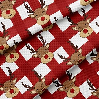 Christmas Bullet Textured Fabric By the Yard Floral Stretch Liverpool - 1 Yard Thick Knit Jersey Fabric for Bows Clothes Sewing AA477