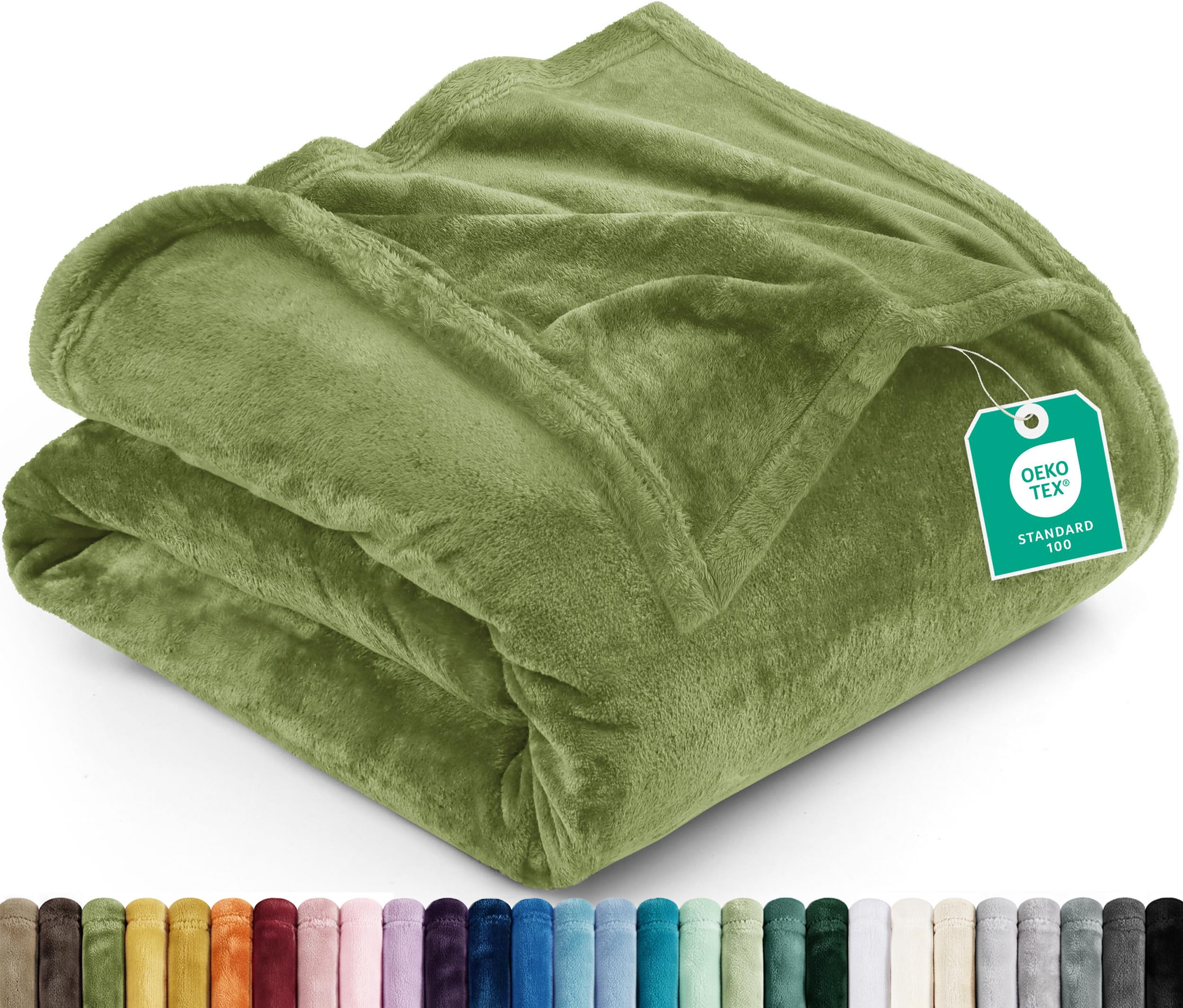 Utopia Bedding Ultra Soft Fleece Bed Blanket Twin Size Olive (60x80 Inches)