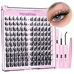 Natural Lash Clusters Kit Spiky Cluster Eyelash Extension Kit 120 Pcs CC-Curly Eyelash Clusters 10-16MM Wispy Individual Lashes Kit with Lash Bond and Seal and Eyelash Tweezers by Mavphnee