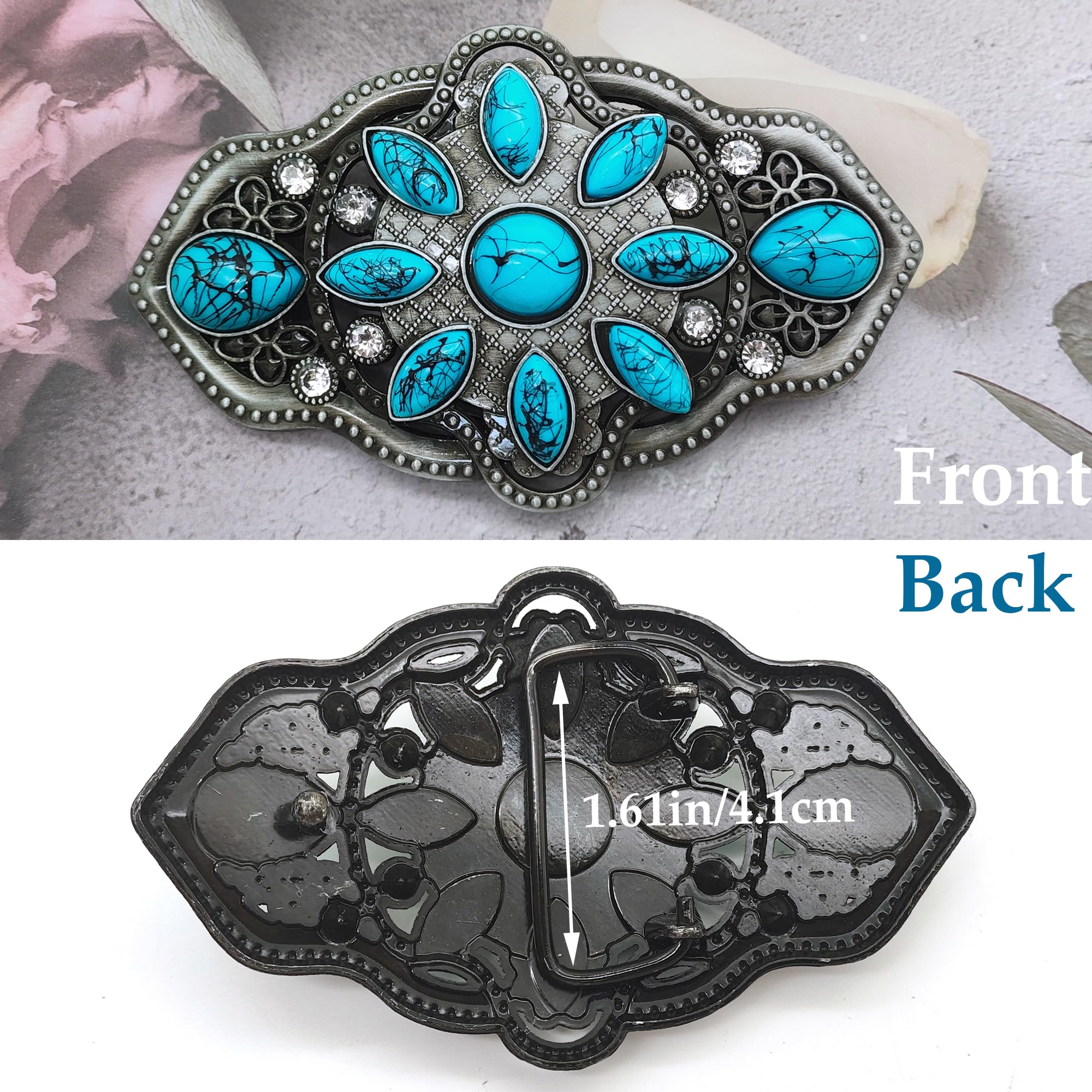 Western Buckle Türkis Böhmische Gürtelschnalle Stein Gürtelschnalle Türkis Gürtelschnalle Vintage Indische Elemente Gürtelschnalle Wechsel für 38mm Gürtel, Damen und Herren