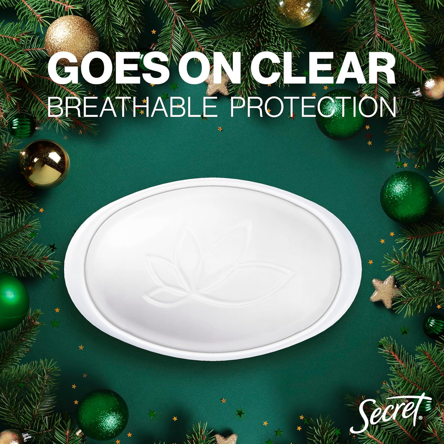 Secret Fresh Antiperspirant Deodorant for Women, 72hr Breathable Odor Protection with Pro-Hyaluronic Acid, Holiday Invisible Solid, Fireside Fir with Fresh Spruce & Sandalwood Scent, 2.6 oz