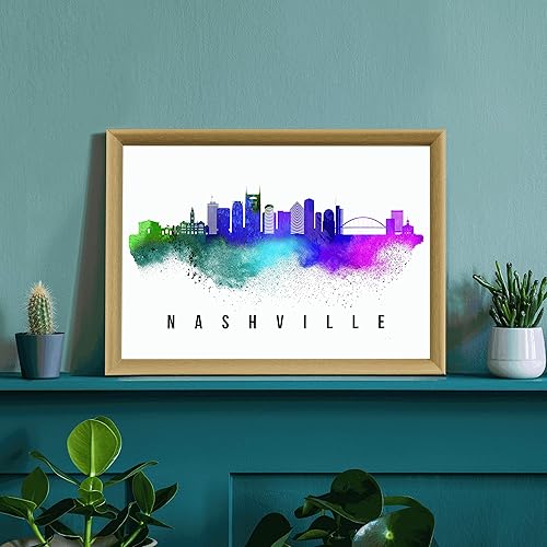 Vista 104 de Póster de Atlantic City Skyline New Jersey, pintura de paisaje urbano de Atlantic City, póster de Atlantic City New Jersey, impresión de paisaje