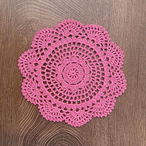 Miniatura 4 de Hsvanyr Juego de 2 manteles individuales redondos de algodón con diseño floral, juego de 2 manteles individuales de vidrio rosa para mesa de comedor